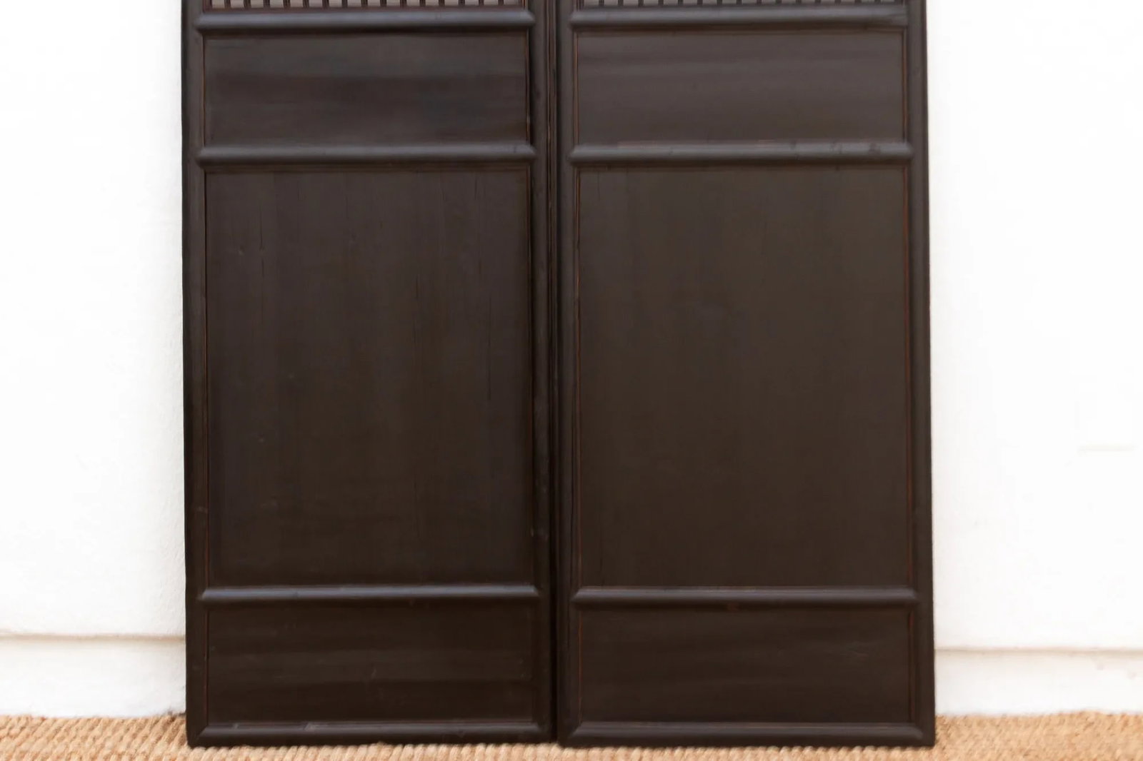 Pair of Tall Antique Black Lattice Screens - 6