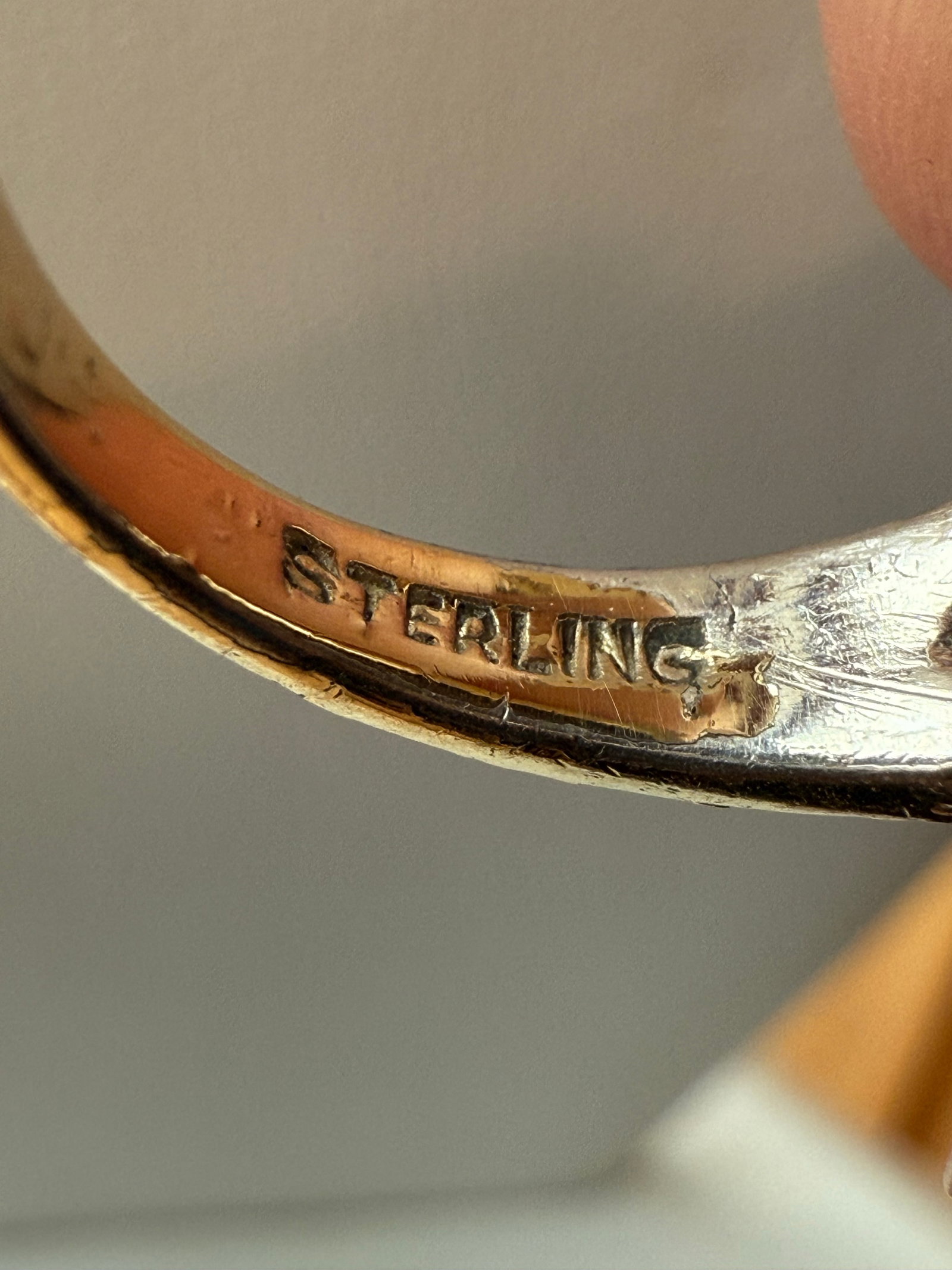 Brutalist Sterling Panetta Faux Jade Ring, Size 5.25 - 5