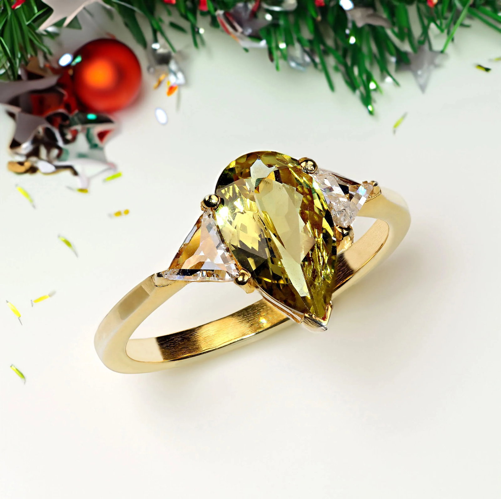 Captivating Chrysoberyl and Diamond in Gold Rhodium on Sterling Silver Ring Size 8 - 5