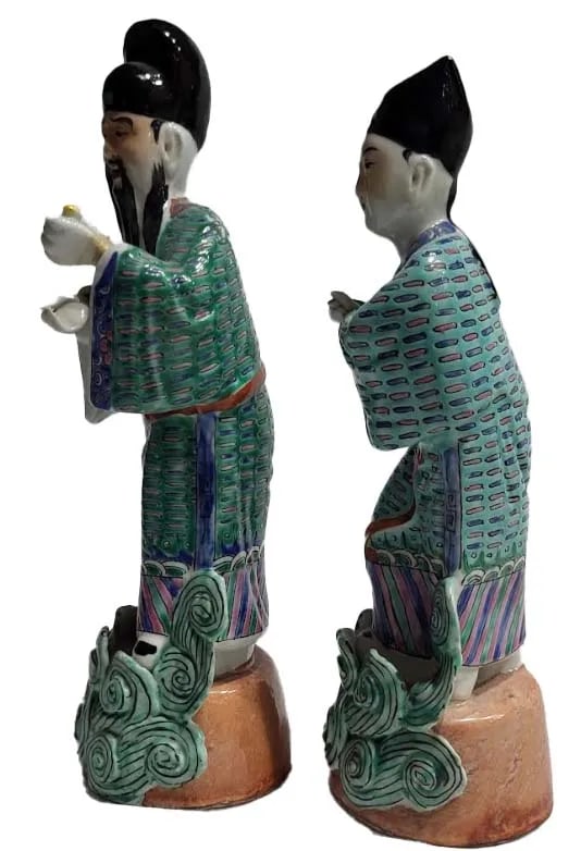 Pair of Antique Chinese Famille Rose Enamel Republic Period Porcelain Figurines - 4