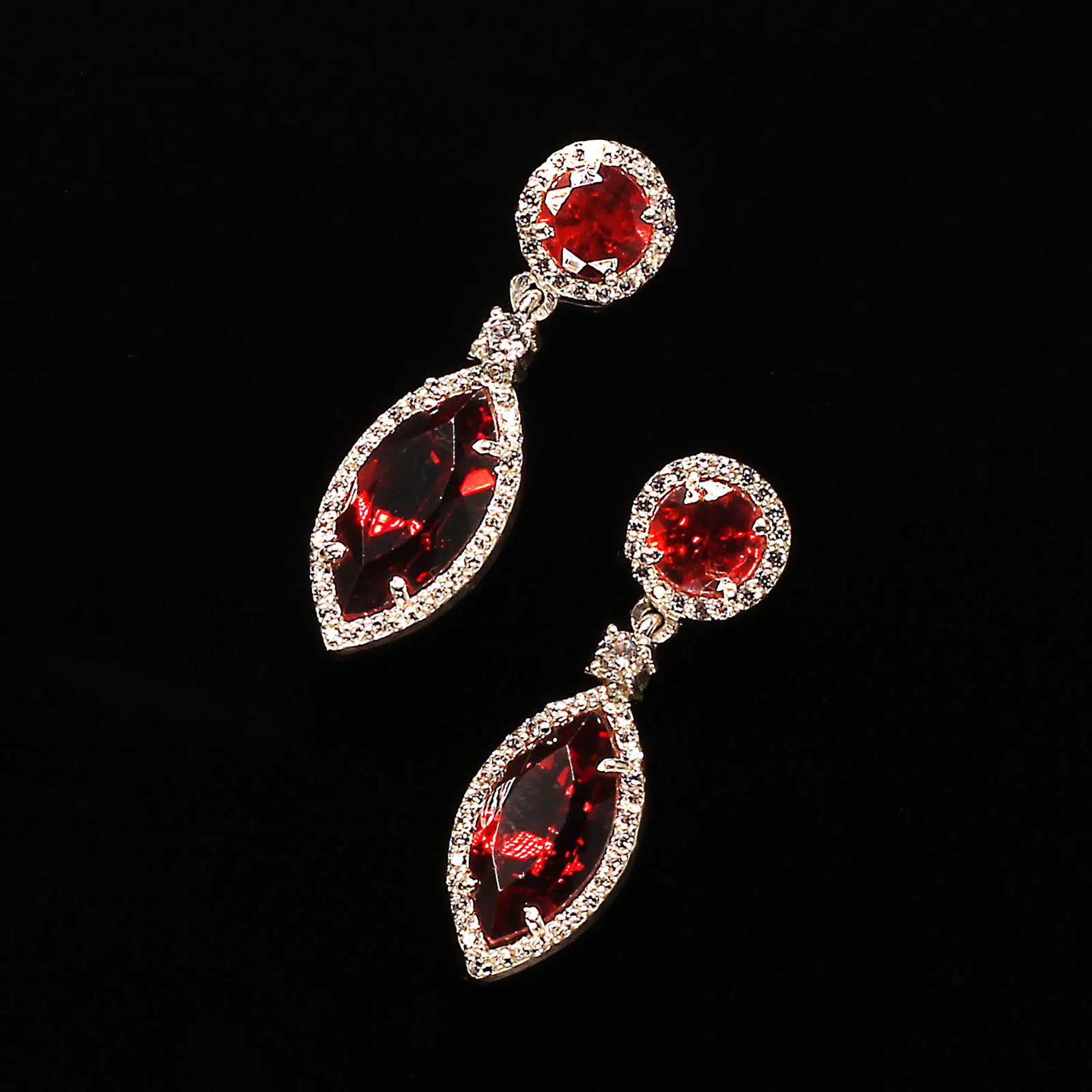 Garnets and Genuine Zircon Dangle Earrings - 2 Pieces - 3