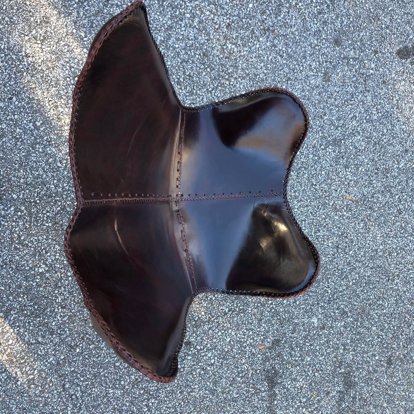 Vintage Brown Leather Butterfly Sling Chair - 3