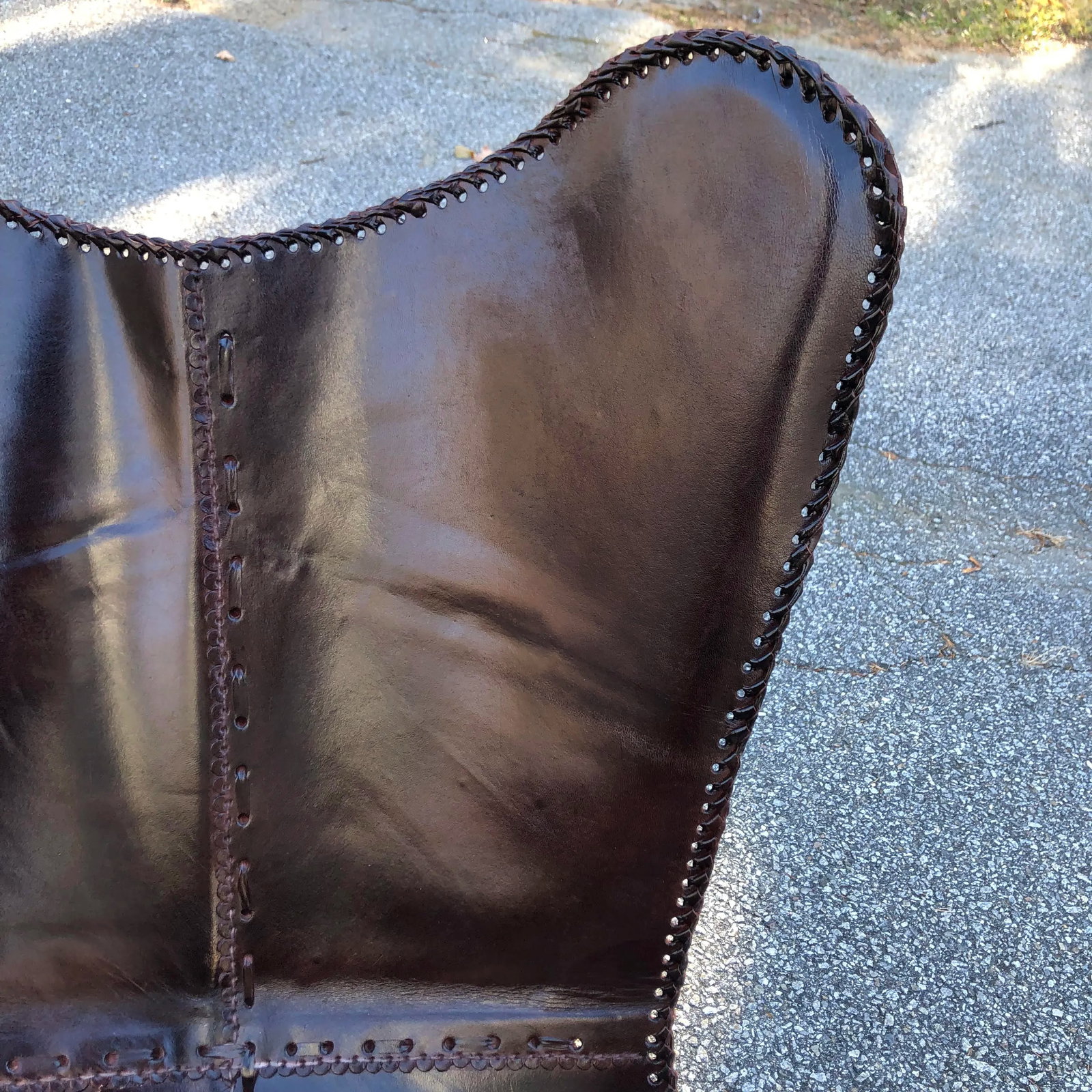 Vintage Brown Leather Butterfly Sling Chair - 6