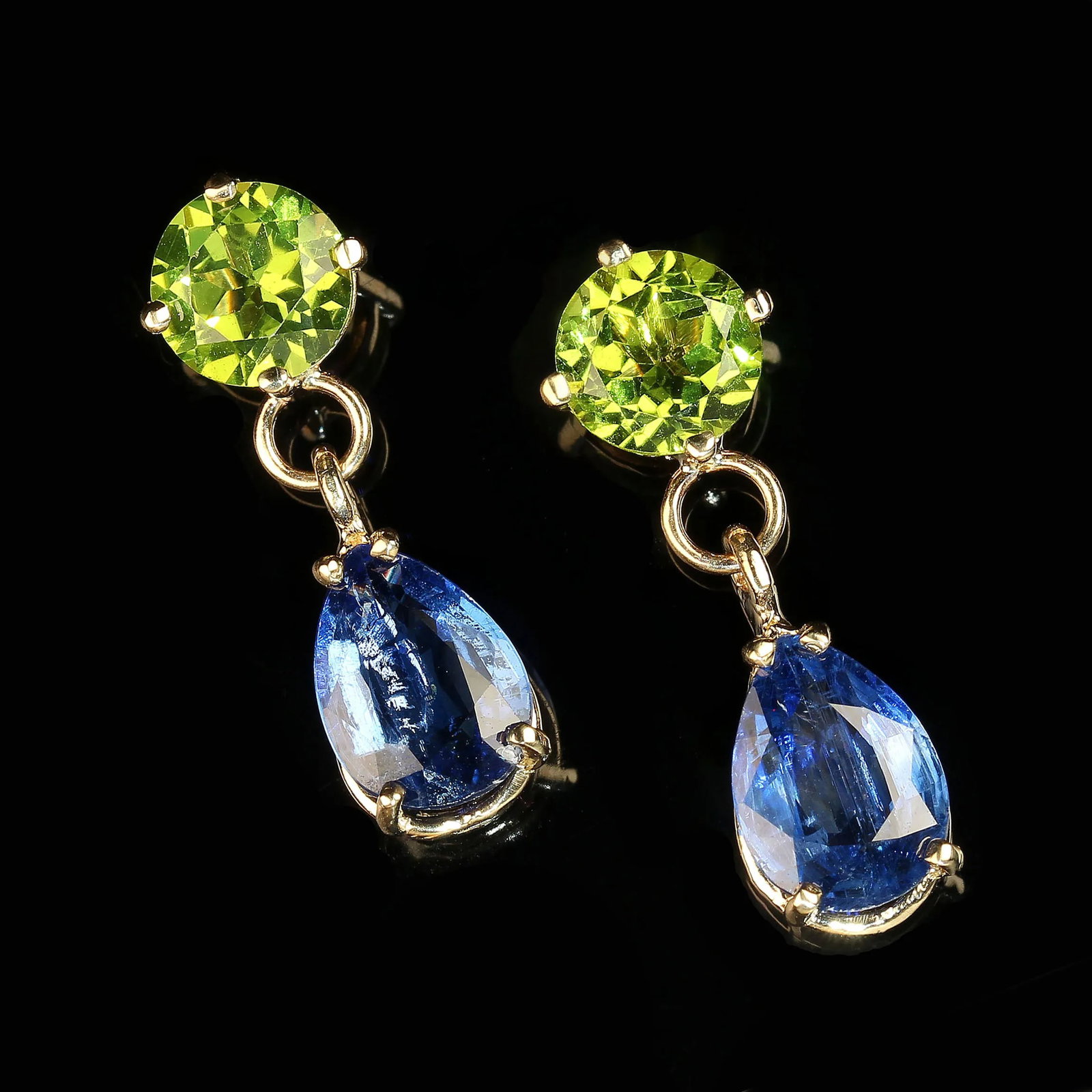 Peridot and Kyanite Dangle Earrings in 14k Yellow Gold - 2 Pieces - 4