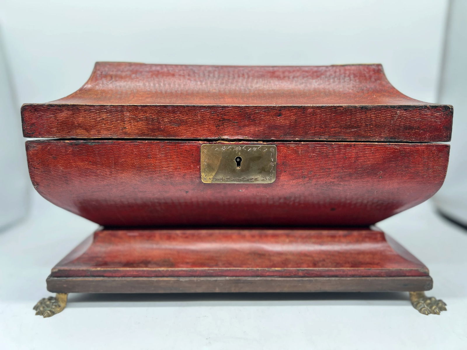 Fine Regency Egyptian Revival Leather & Snake Handled Ormolu Box C. 1815 - 2