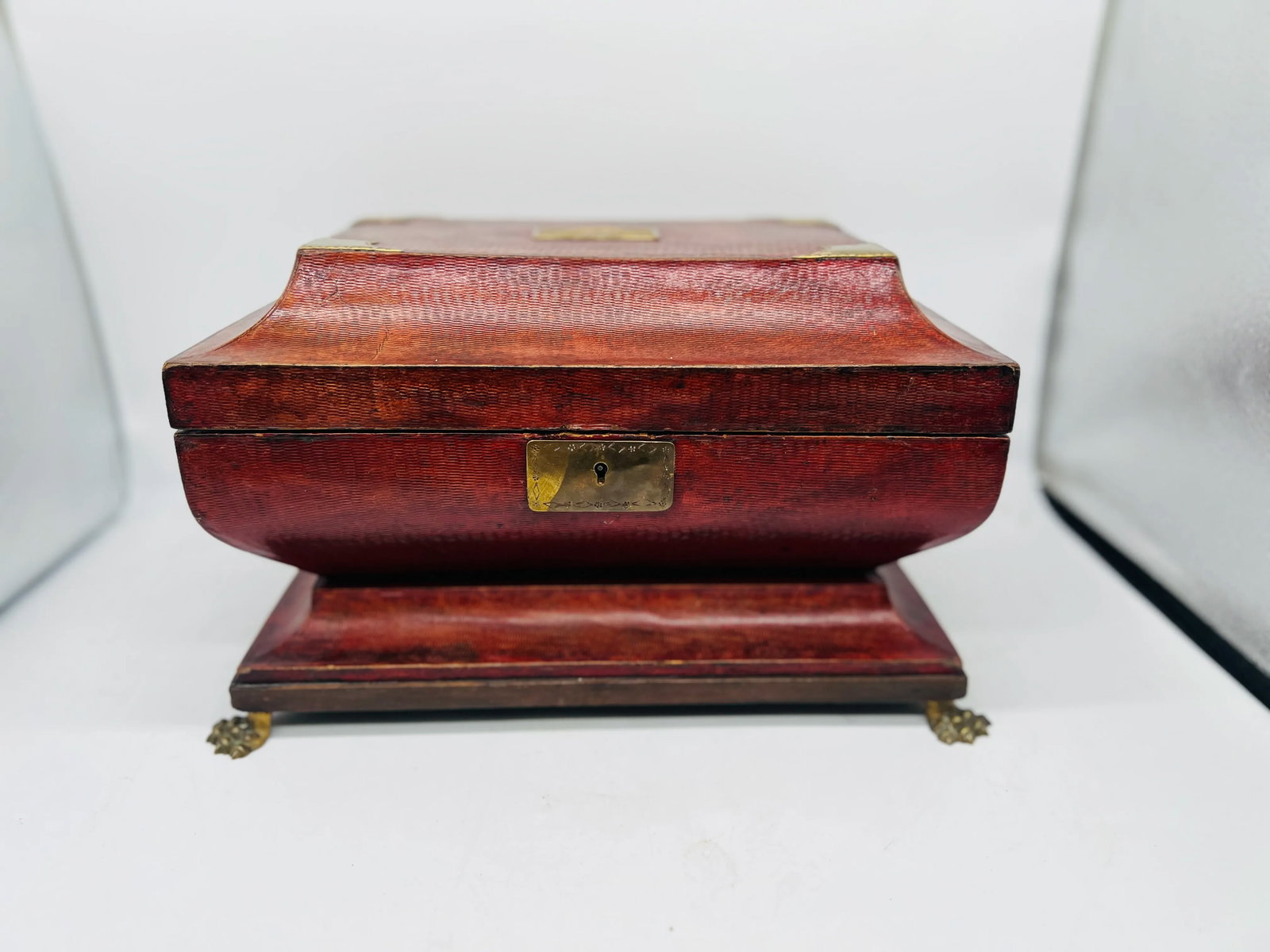 Fine Regency Egyptian Revival Leather & Snake Handled Ormolu Box C. 1815 - 4