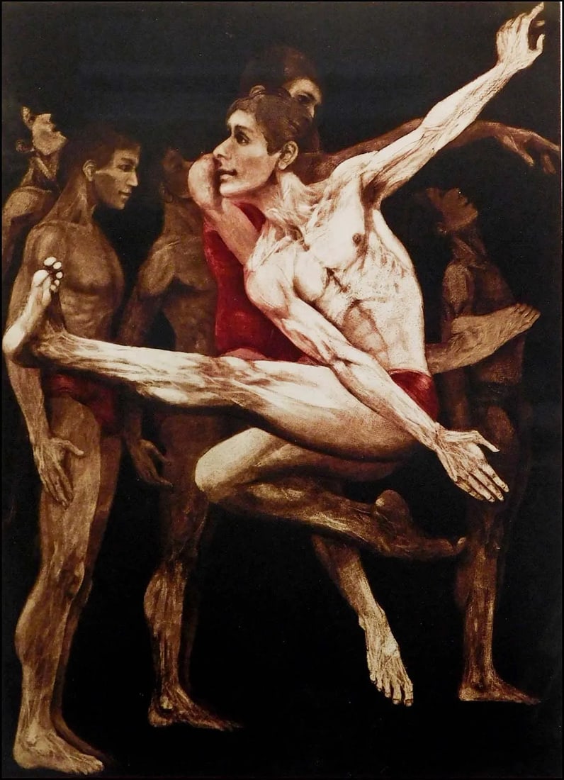 G H Rothe Attention 1984 Hand Signed Male Ballet Dancer Custom Framed Artwork - 2