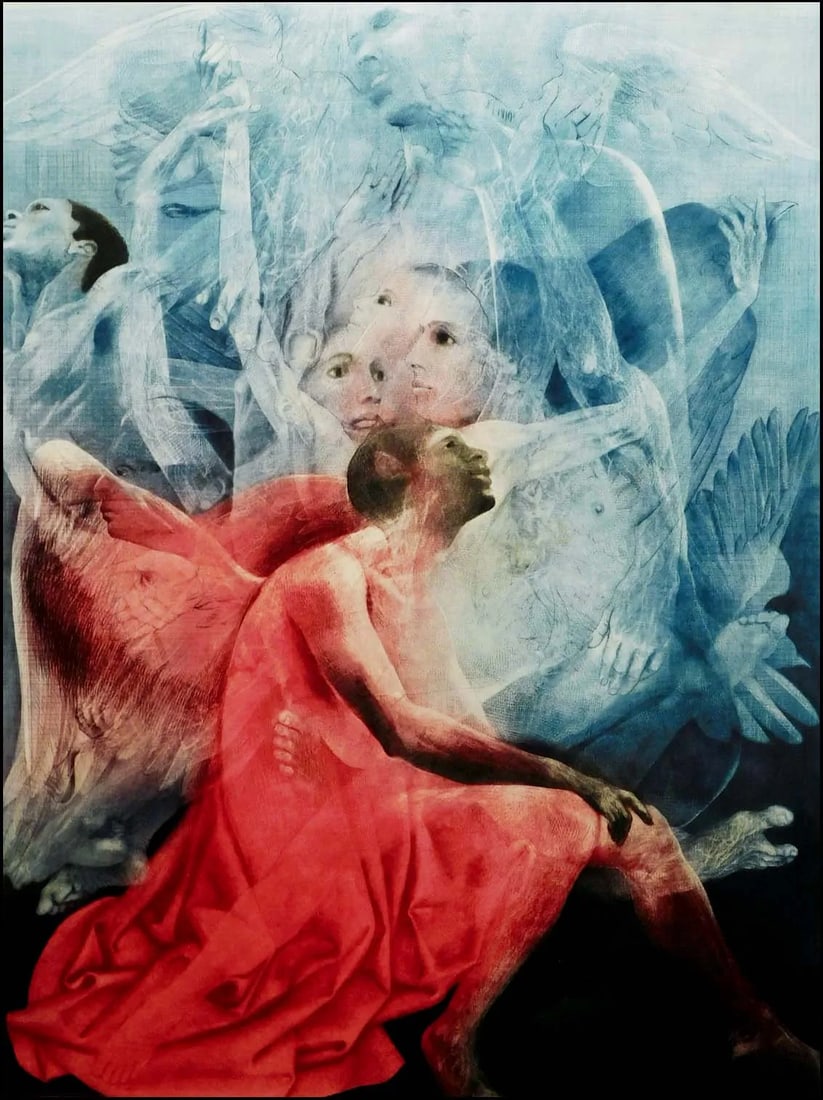 G H Rothe Black Angel 1987 Hand Signed Mezzotint Art Ballet Dancers Framed #96 - 2