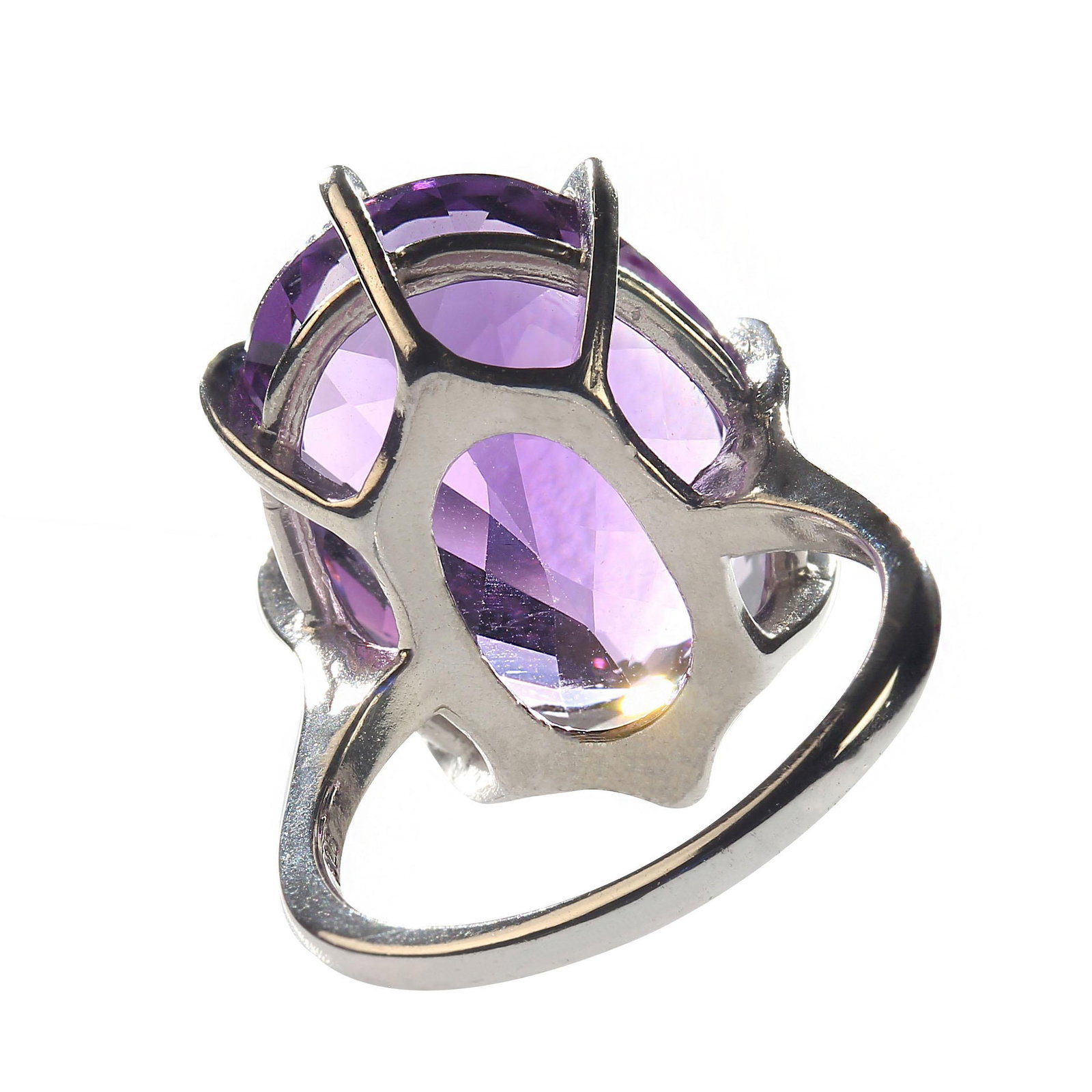 Sparkling Oval Amethyst in Sterling Silver 8 Prong Ring February Birthstone - 7