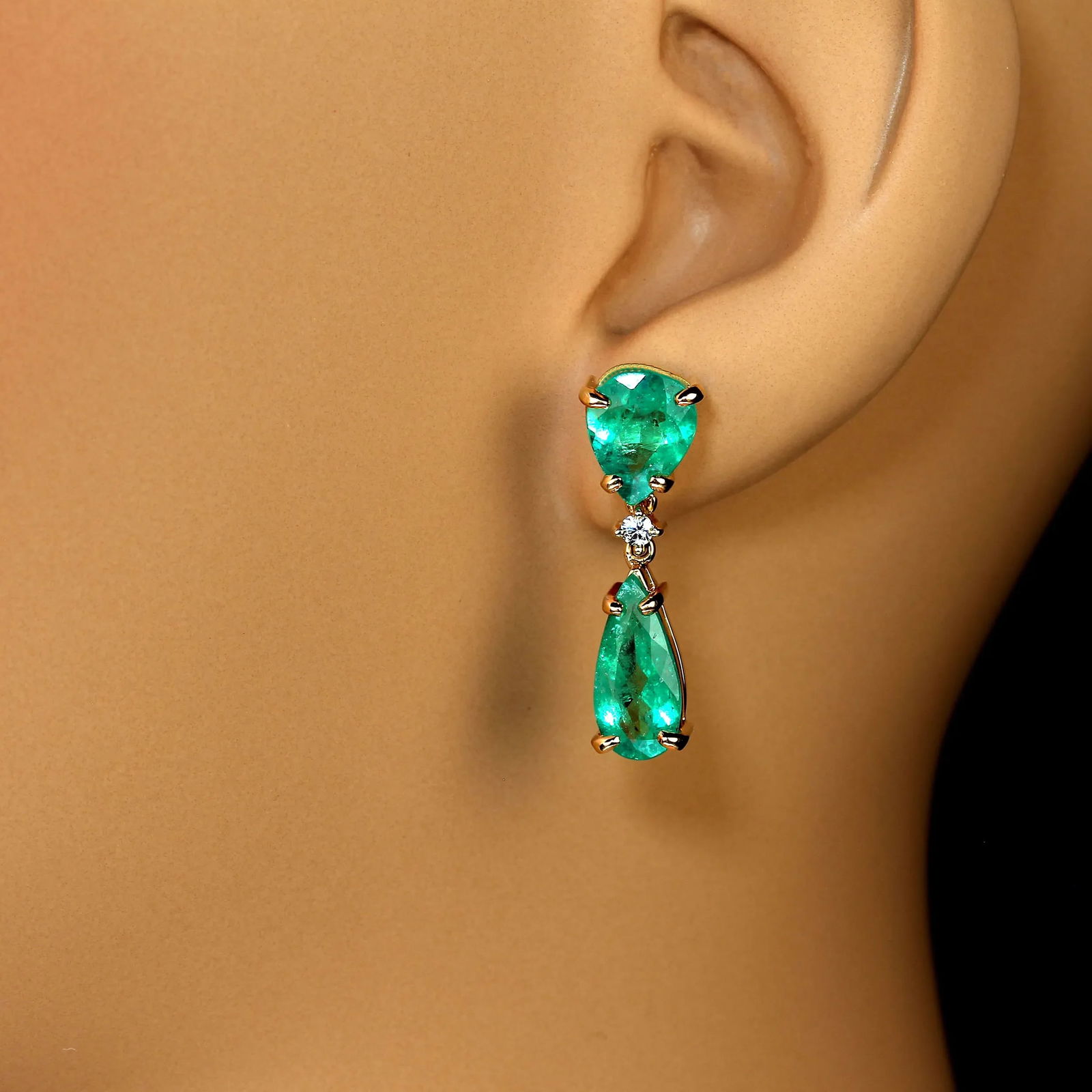 Sparkling Dangle Brazilian Emerald Earrings May Birthstone - 2 Pieces - 2