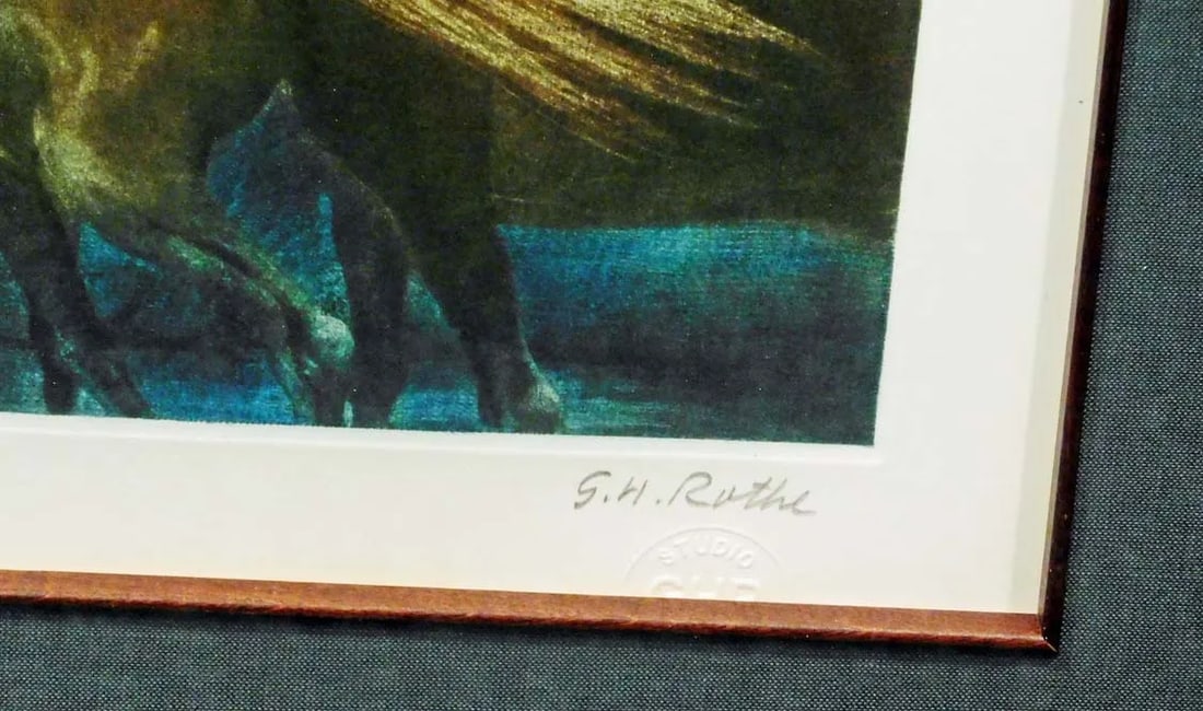 g.h Rothe "Happy Horse" Artwork With Custom Framed Hand Signed # Horse - 4