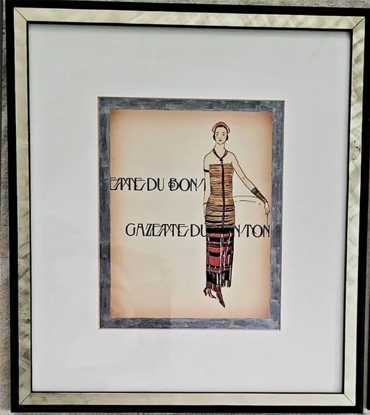 Set of 6 1920's French Fashion Framed Pictures Mop Frames - Gallery Wall - 8