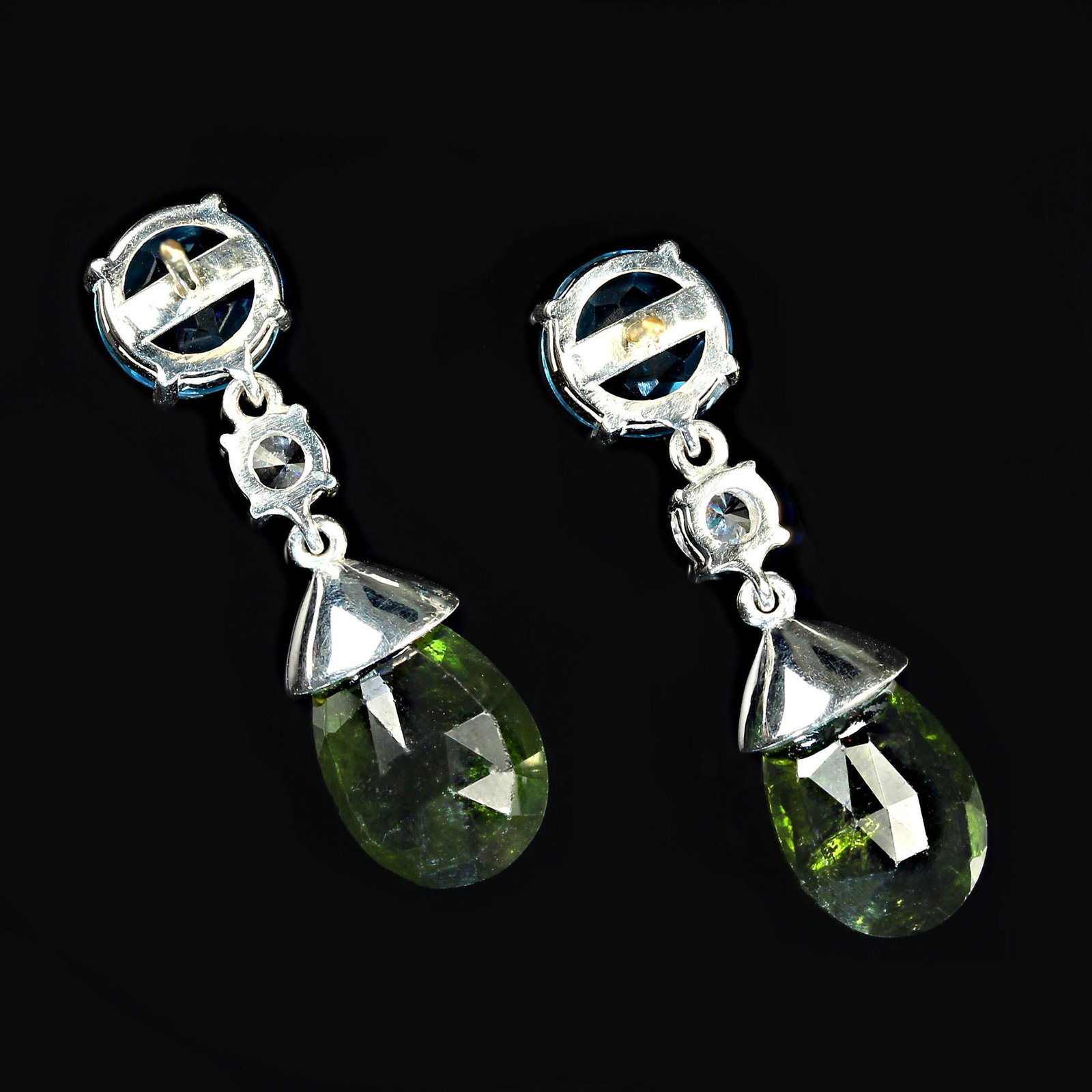 Sparkling Blue Topaz and Green Tourmaline Dangle Earrings - 2 Pieces - 4