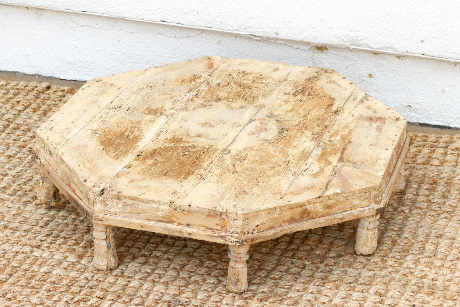 Antique Weathered Wood Indian Bajot - 6