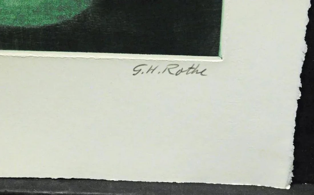 G H Rothe Gold and Glass Hand Signed Original Mezzotint Art Make Offer Unframed - 4