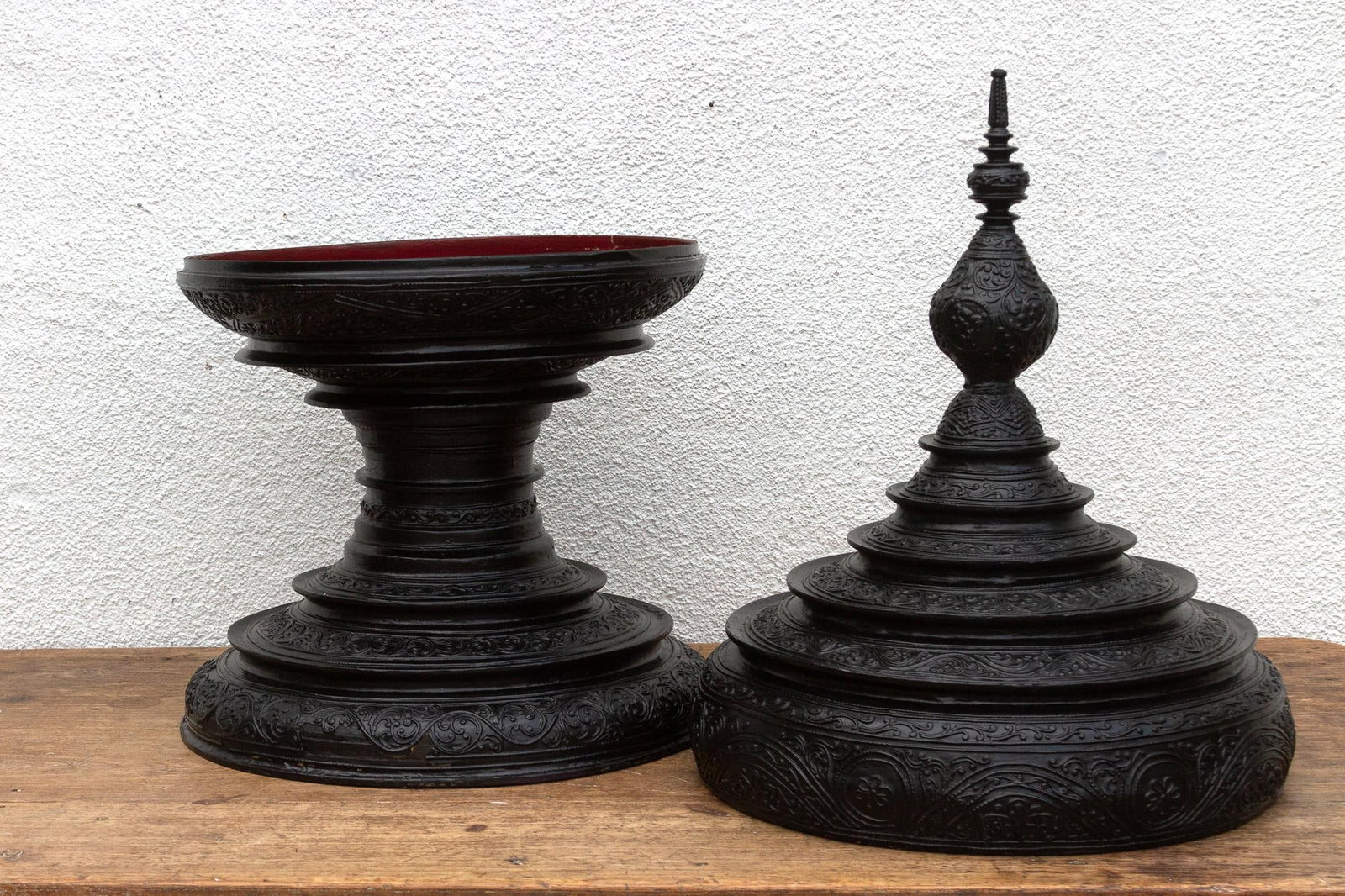 Carved Ebonized Burmese Ceremonial Vessel - 10