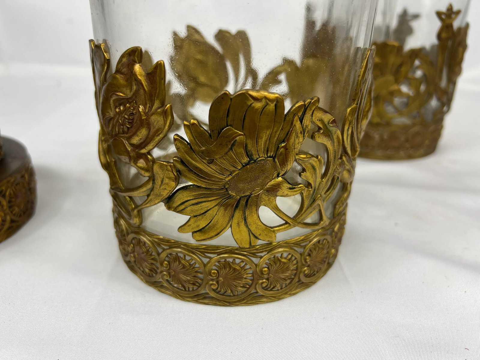 Fine Gentleman's Gilt Bronze Liquor and Cigar Set Art Nouveau Period C. 1900 - 4