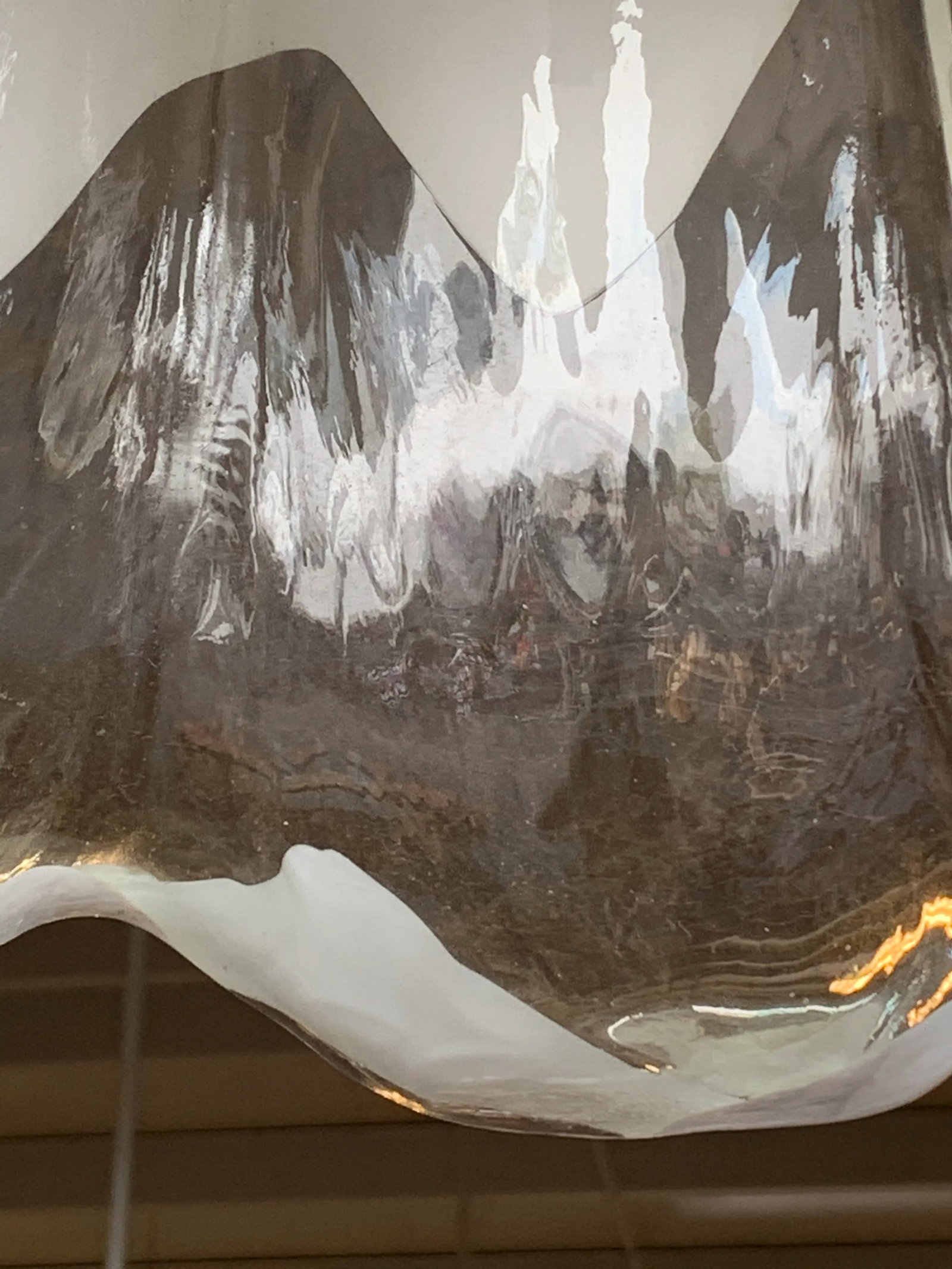 1970s Murano Style Glass Tulip Pendant Lamp With Ribbon Fluted Edges - 4