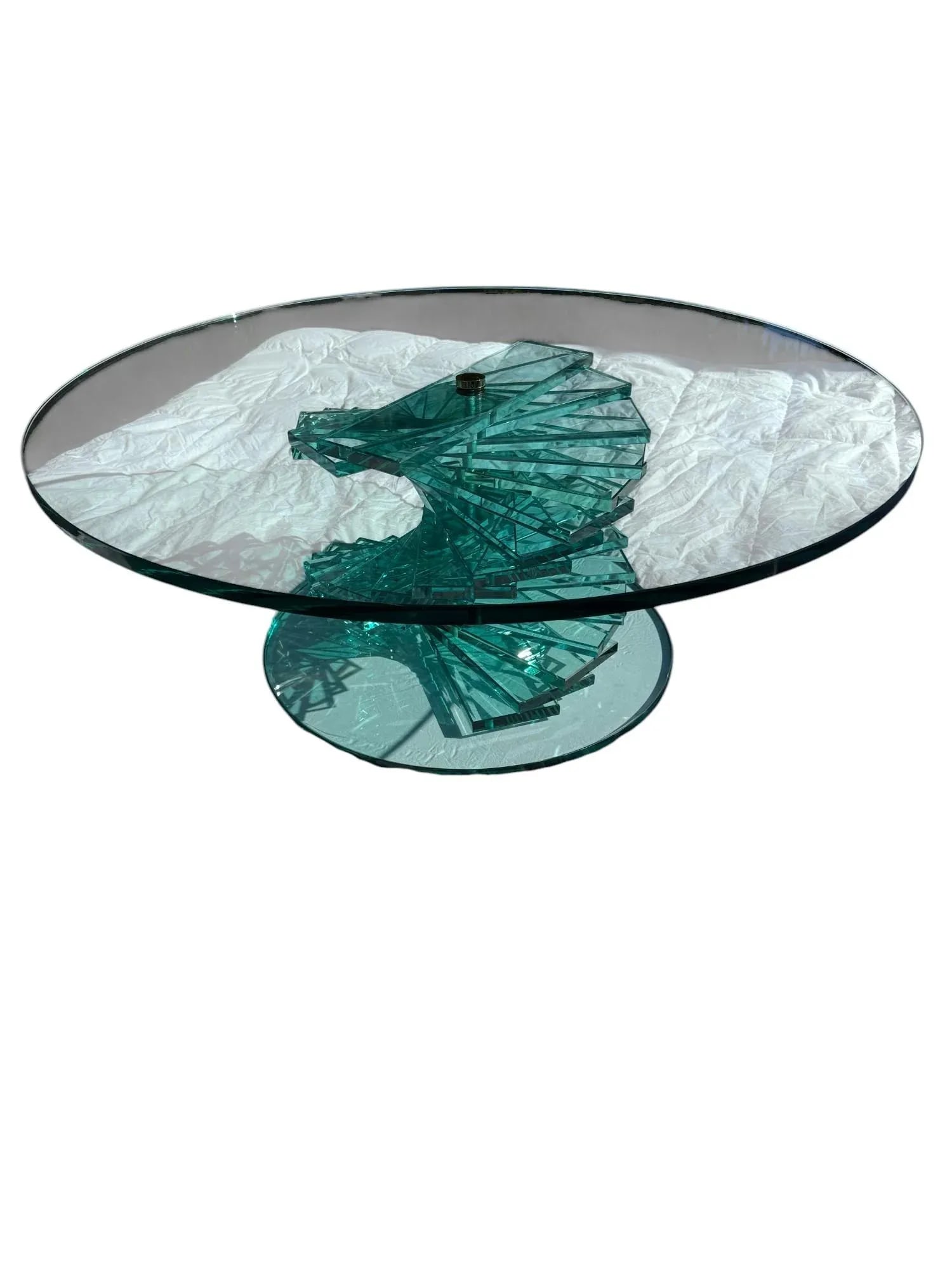 Post Modern Italian Round Stacked Glass Coffee Table - 4