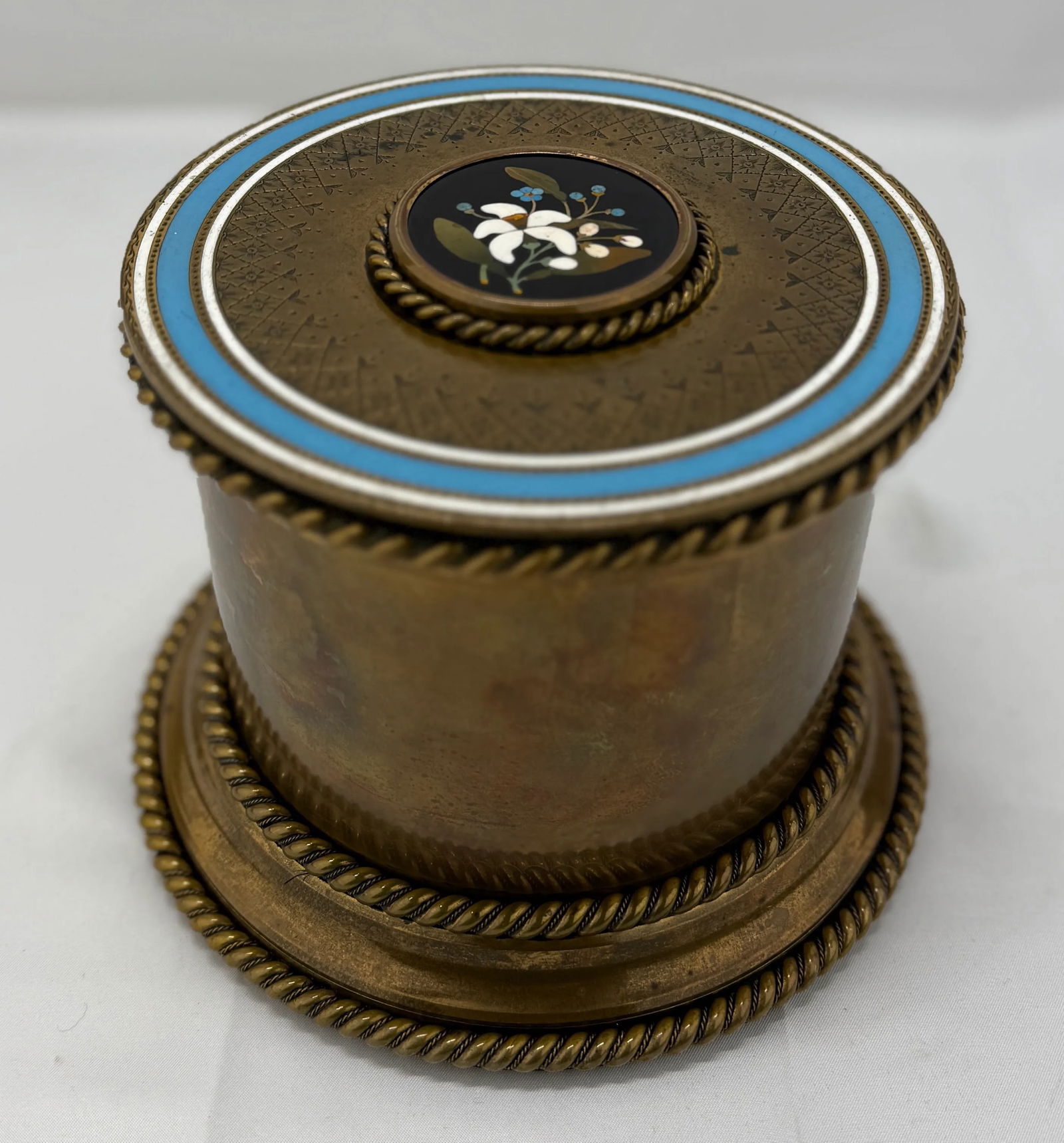 Grand Tour Bronze, Two-Tone Enamel & Pietra Dura Dressing Box or Humidor C. 1880 - 2