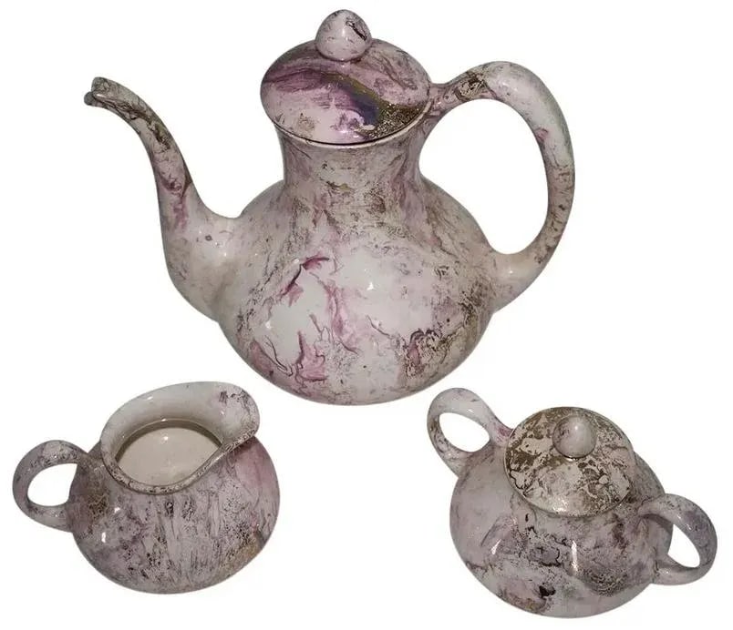 Mid-Century Sascha Brastoff Surf Ballet Pink & Gold Breakfast Set - 15 Pieces - 2