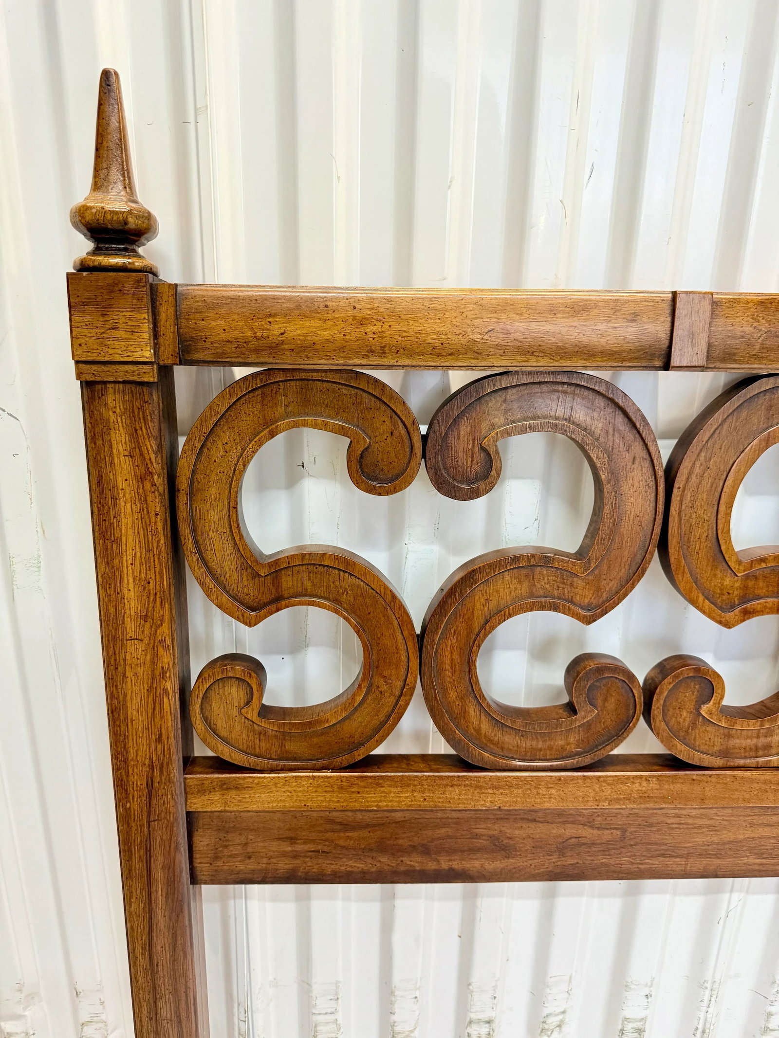 Vintage Mid-Century Regency Serpentine King Size Headboard - 4