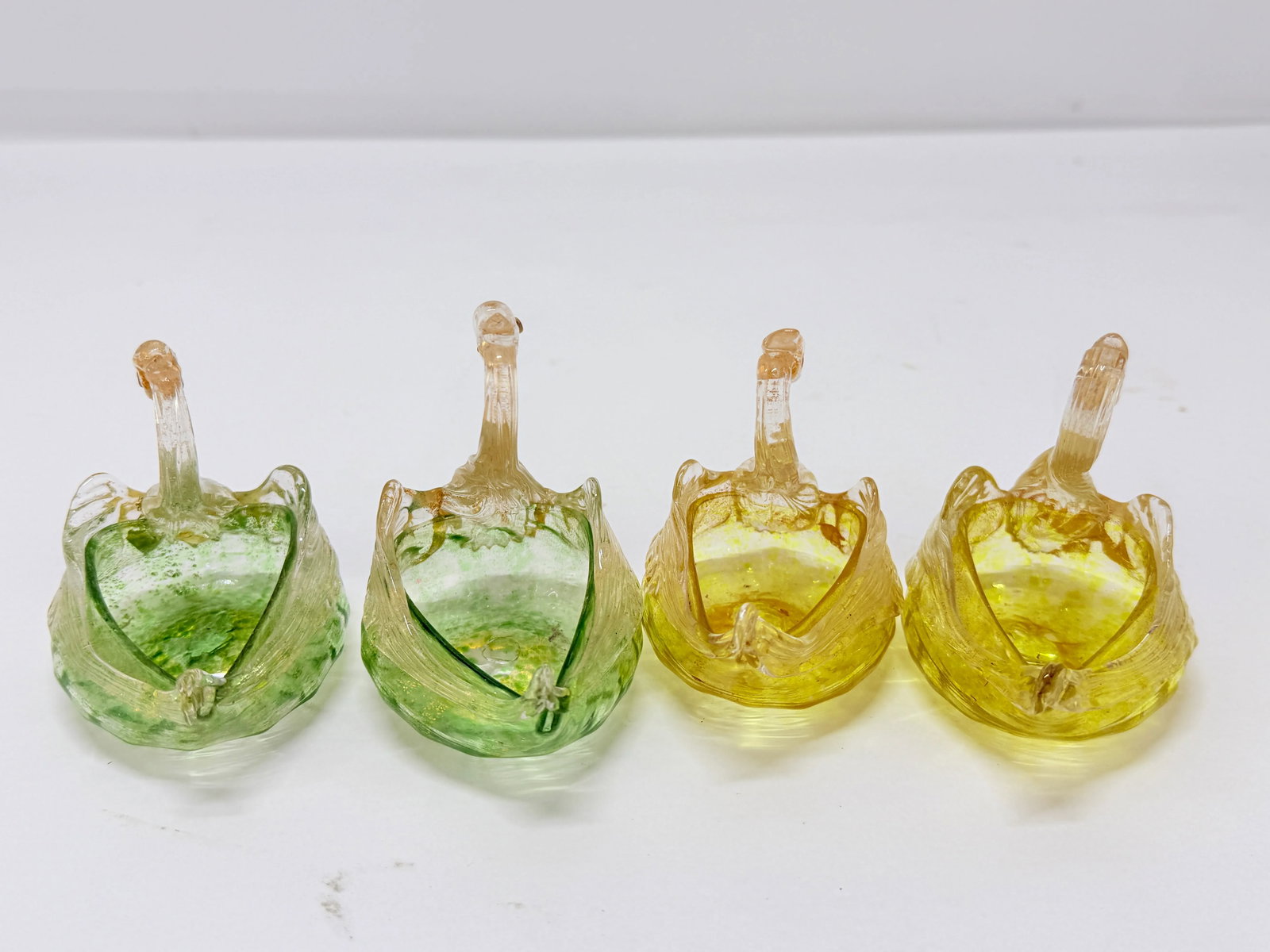 Set of 4, Mid Century Italian Murano Glass Swan Form Salt Cellars C. 1960 - 3