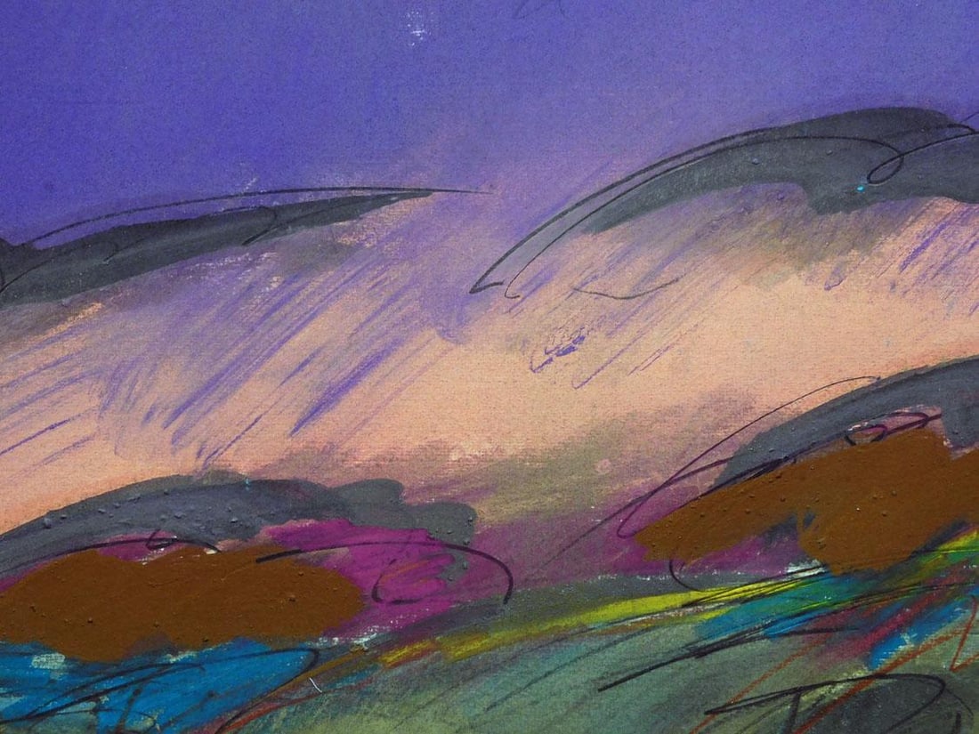 1990s Mark Dickson Untitled Mix Media, Pastel and Watercolor Abstract Hand Signed Art - 3