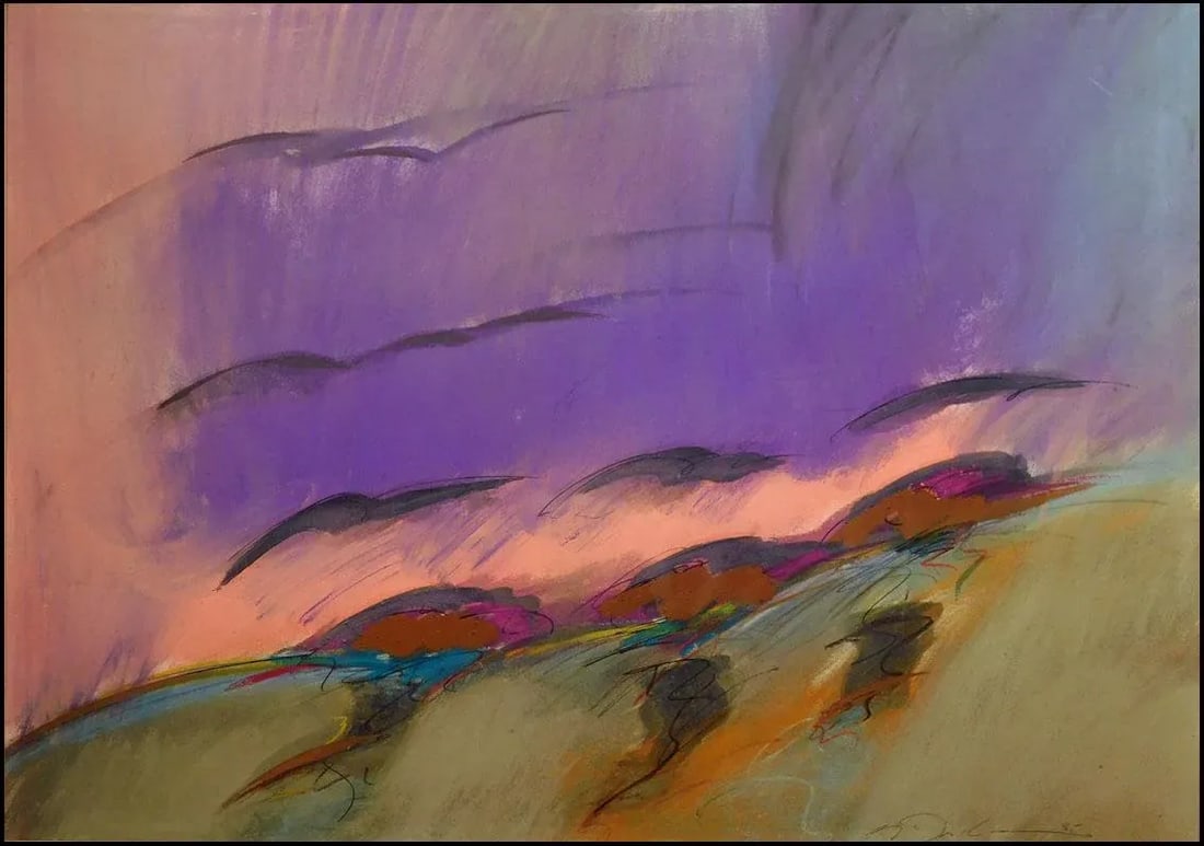 1990s Mark Dickson Untitled Mix Media, Pastel and Watercolor Abstract Hand Signed Art - 5