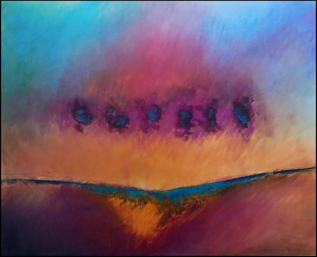 1980s Mark Dickson Untitled Mixed Media,Pastel and Watercolor Abstract Hand Signed, Framed - 2