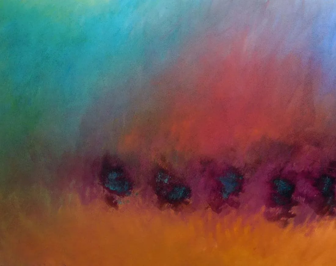 1980s Mark Dickson Untitled Mixed Media,Pastel and Watercolor Abstract Hand Signed, Framed - 3