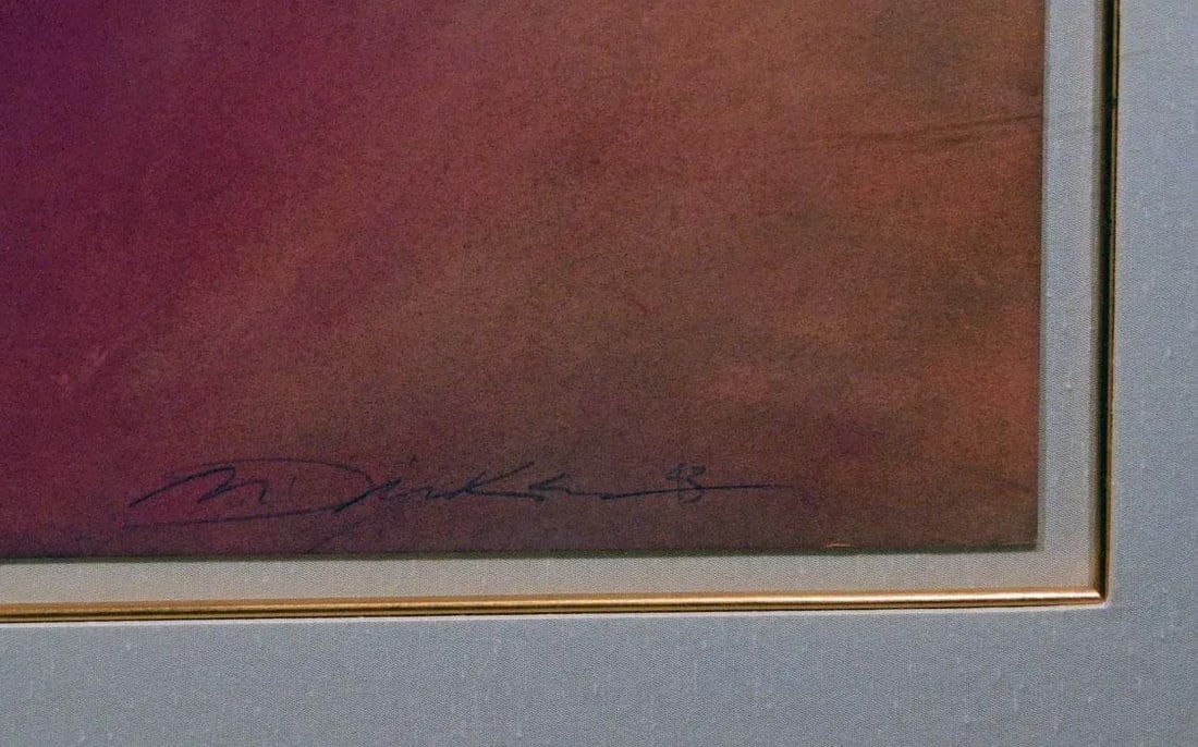 1980s Mark Dickson Untitled Mixed Media,Pastel and Watercolor Abstract Hand Signed, Framed - 4