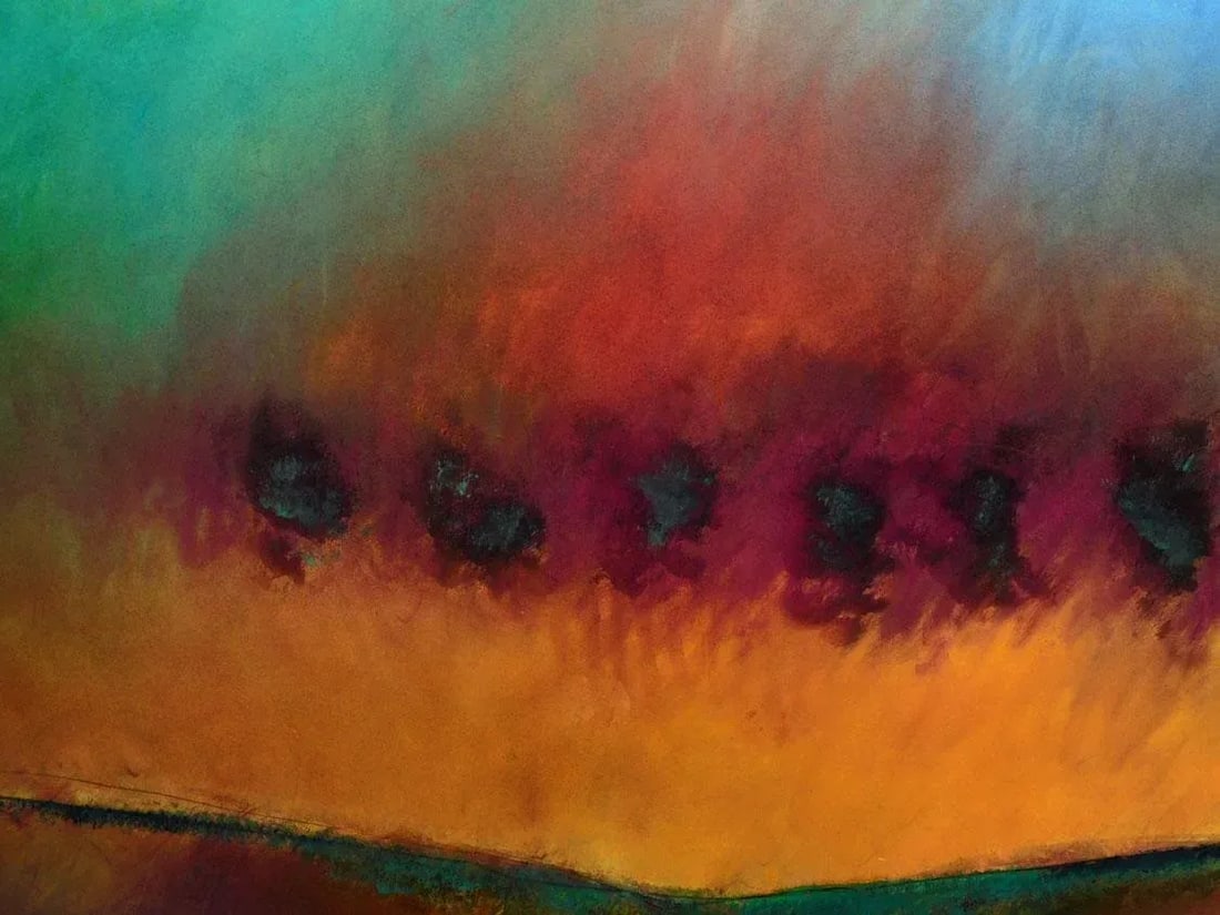 1980s Mark Dickson Untitled Mixed Media,Pastel and Watercolor Abstract Hand Signed, Framed - 5