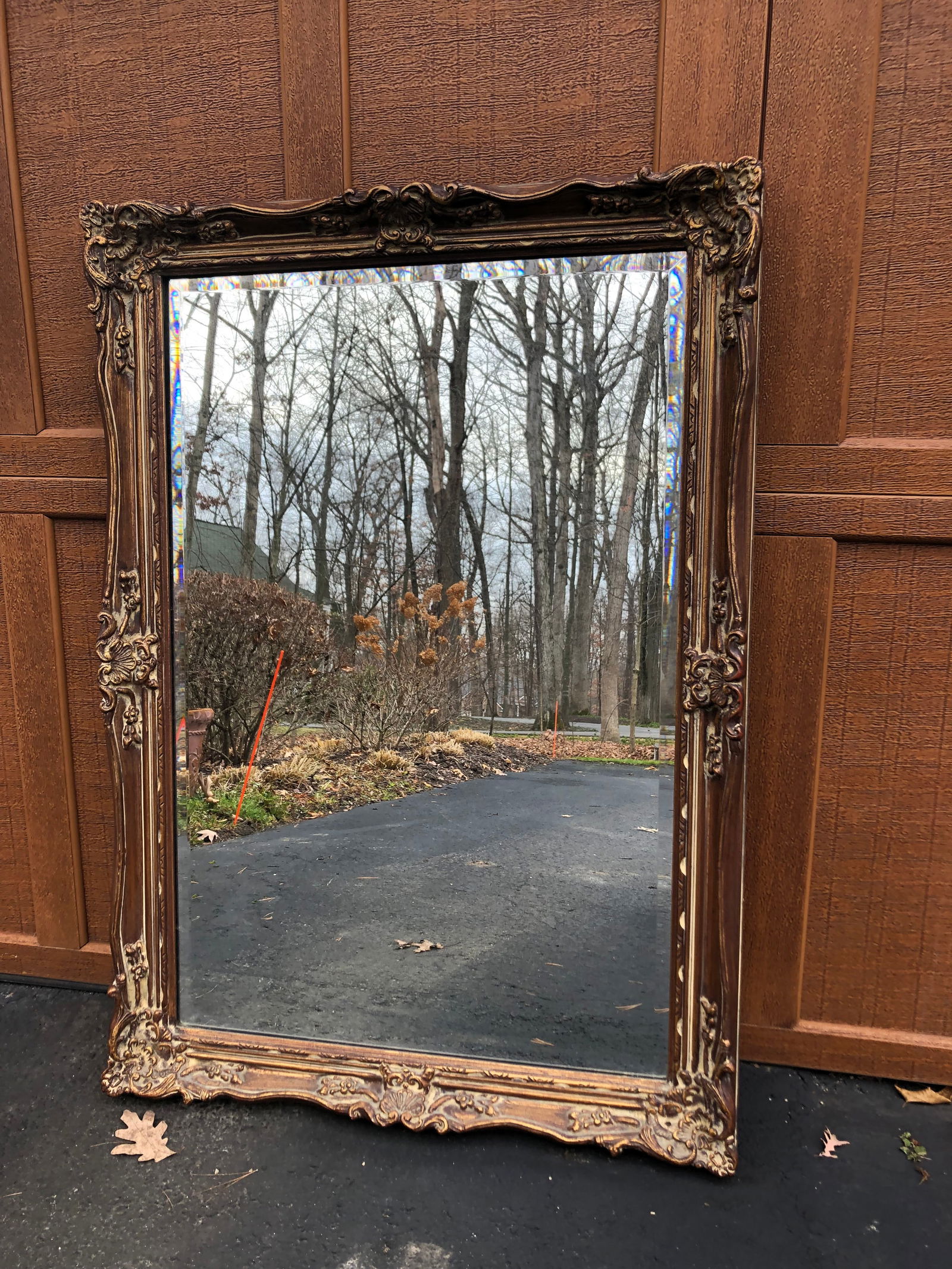 Vintage Mid-Century Hollywood Regency Giltwood Beveled Glass Wall Mirror by La Barge - 5