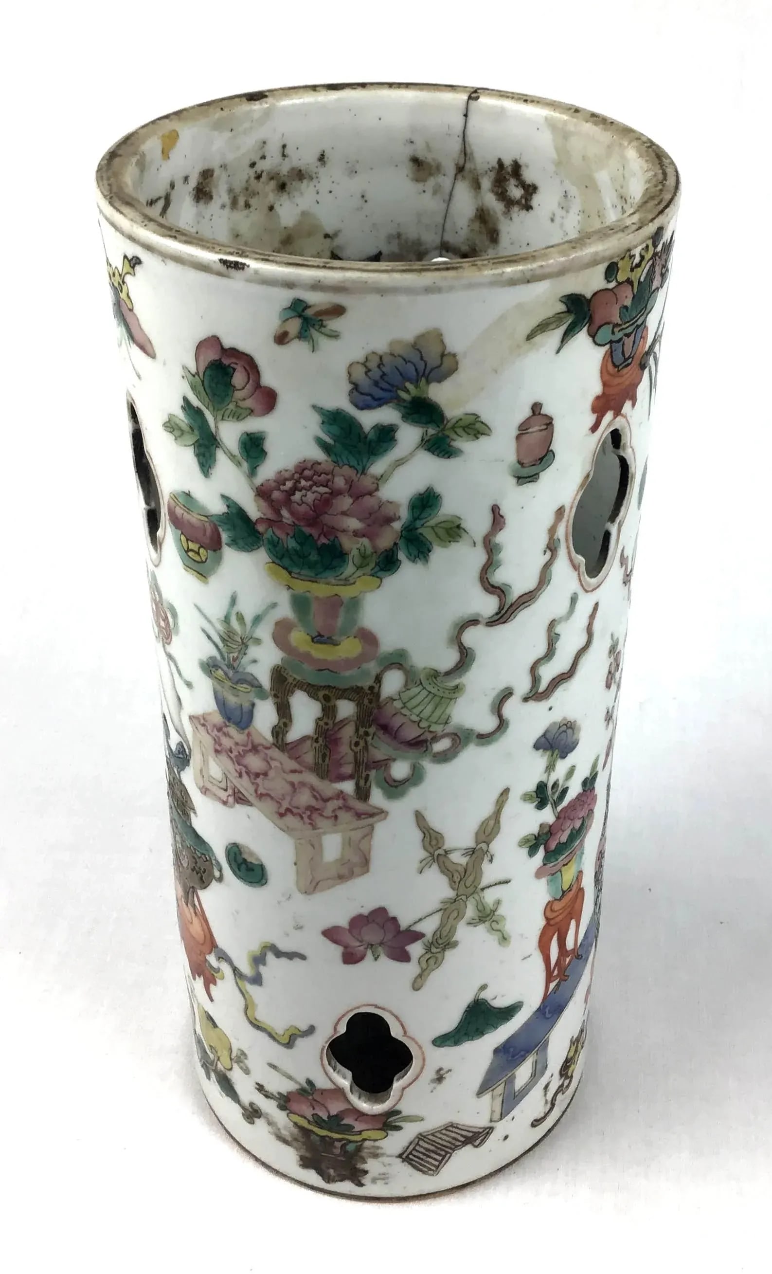 Chinese Antique Porcelain Hat Stand Vase - 11
