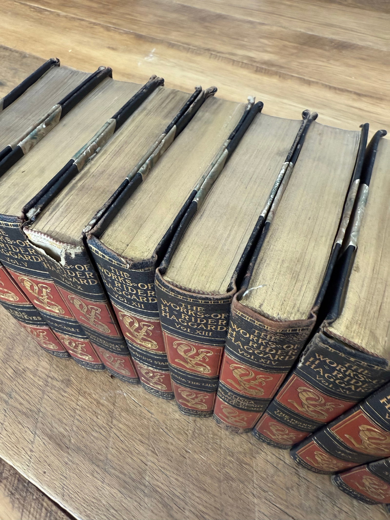 Antique Hardcover Books-Set of 11 the Works of H Rider Haggard - 12