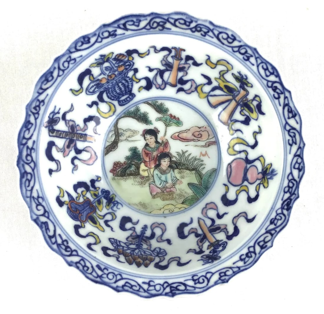 Antique Chinese Porcelain Bowl with Silk Box - 2