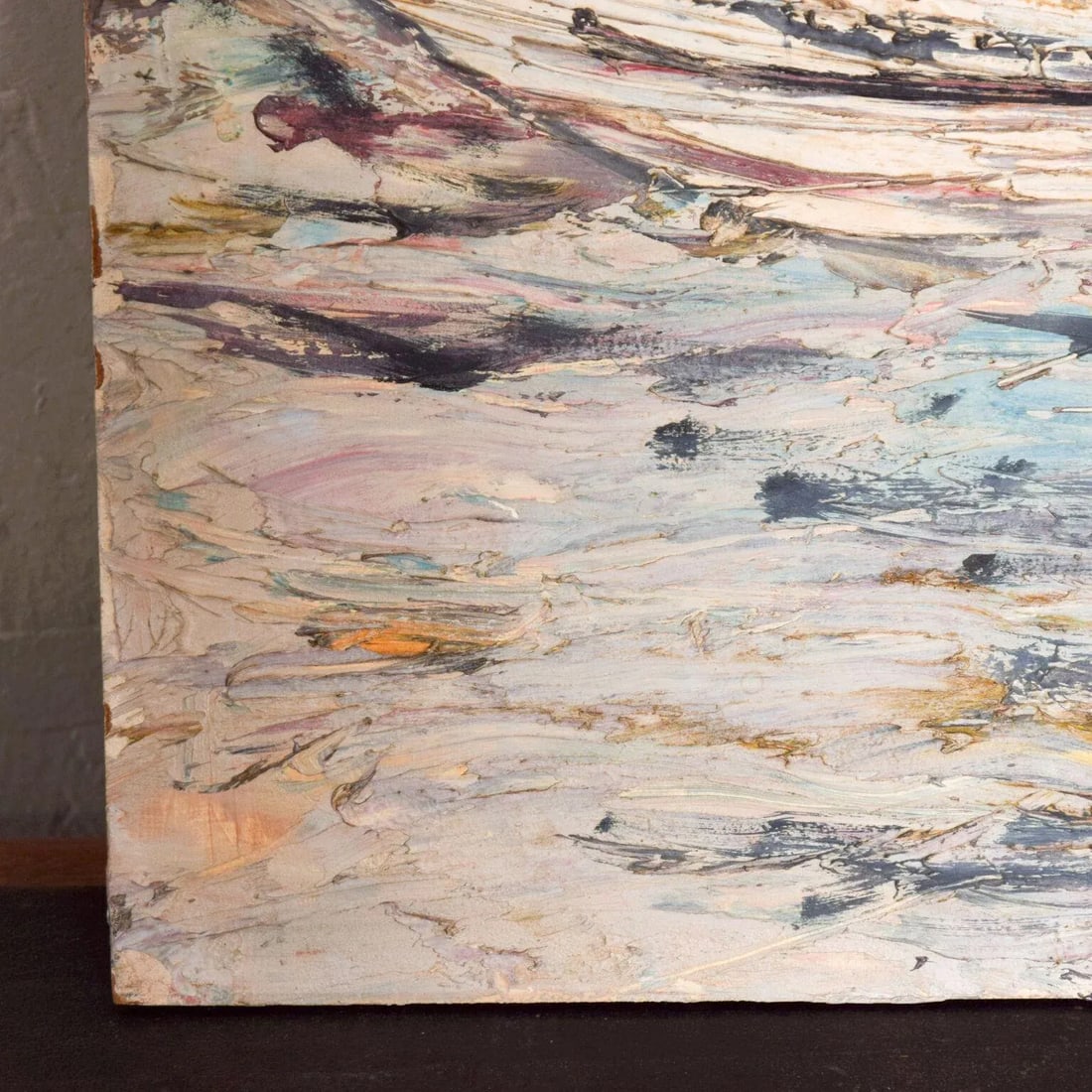 1970s Sgraffito Art Abstract Sail Boats Oil Canvas Modern - 5