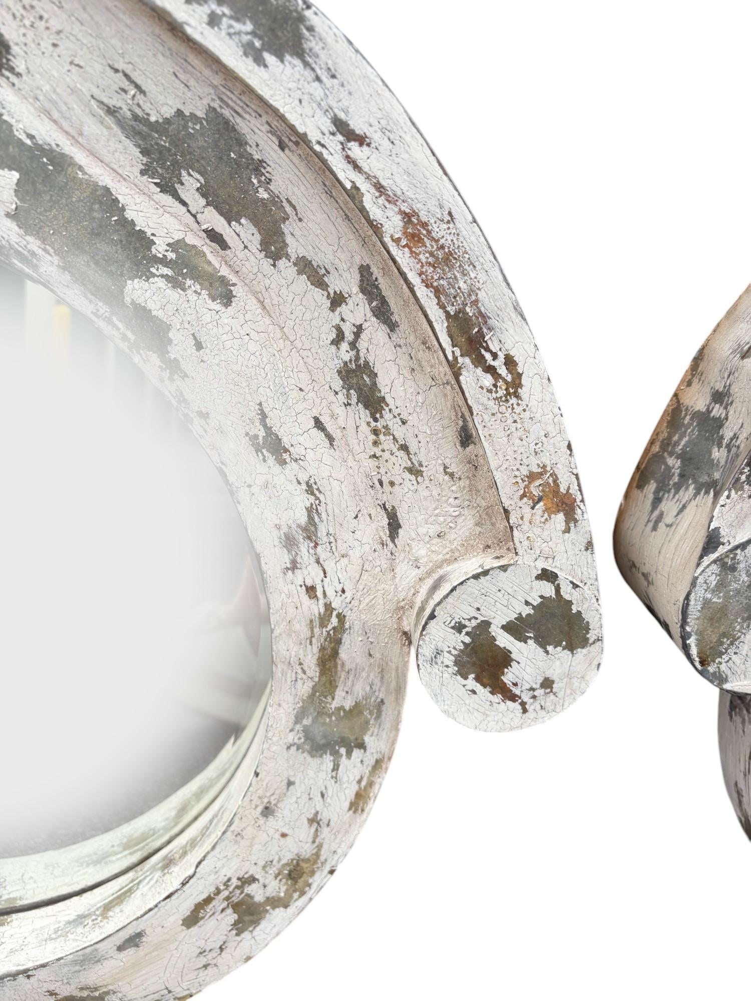 Pair of Guild Master Distressed Metal Framed Round Wall Mirrors - 5