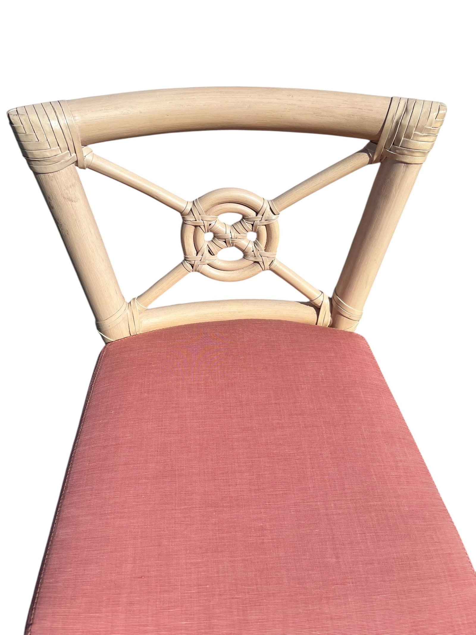 Mid 20th Century McGuire Modern Boho Chic Bamboo & Rattan Target Back Counter Bar Stool - 5