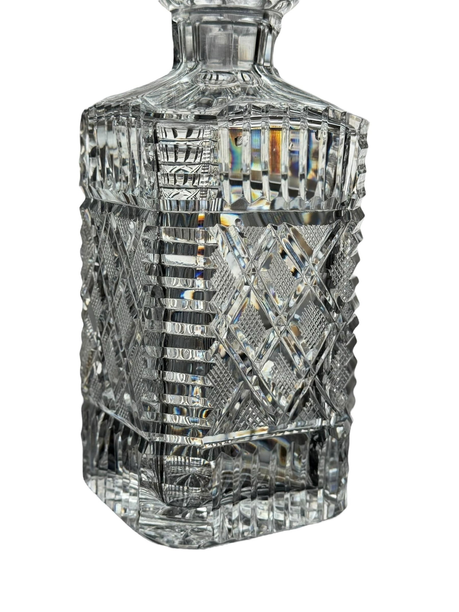 Vintage Vodka Gin Waterford Crystal Strawberry Square Master Cutter Spirits Decanter & Silver-Plate - 3