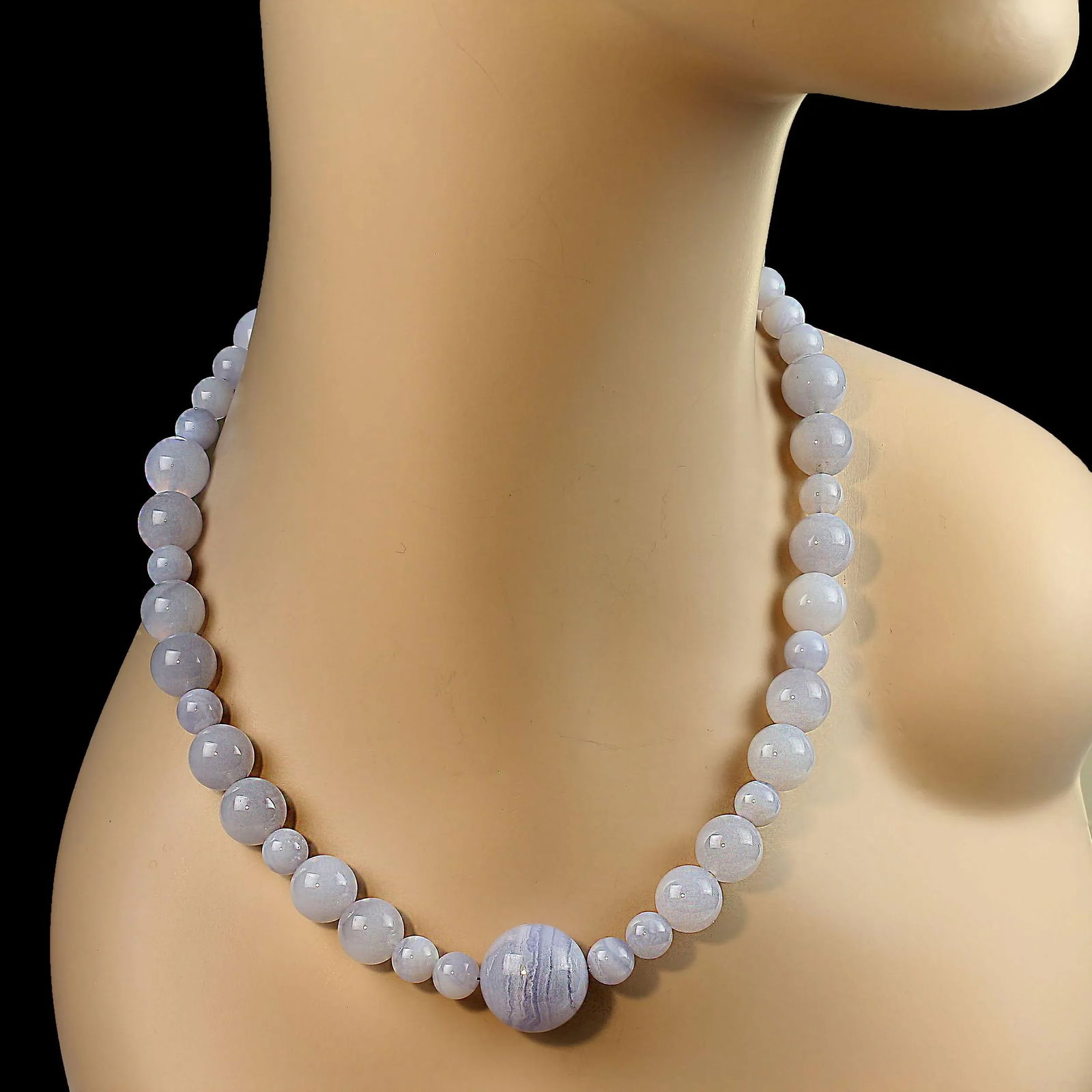 Springtime Necklace of 18-Inch Blue Chalcedony - 2