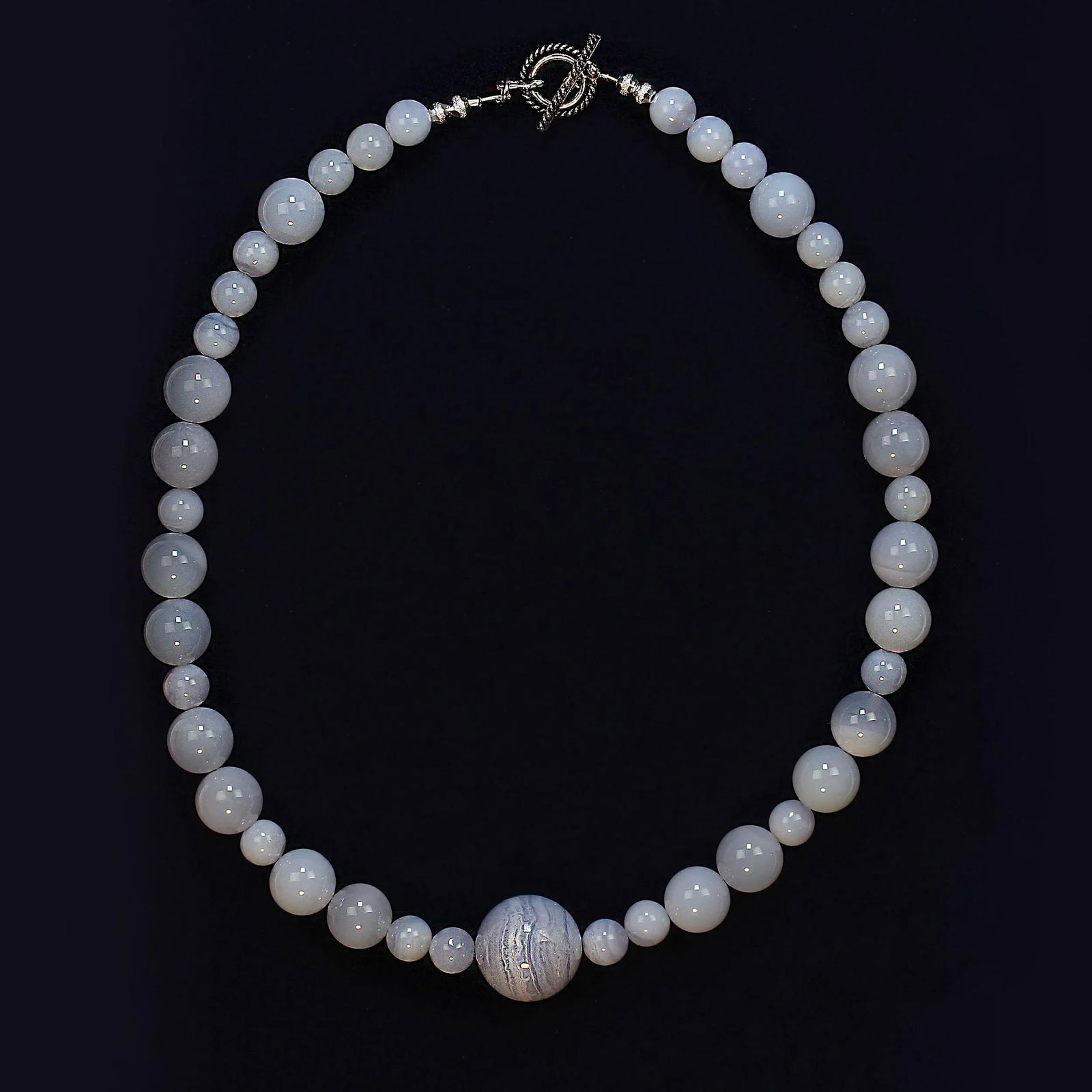 Springtime Necklace of 18-Inch Blue Chalcedony - 7