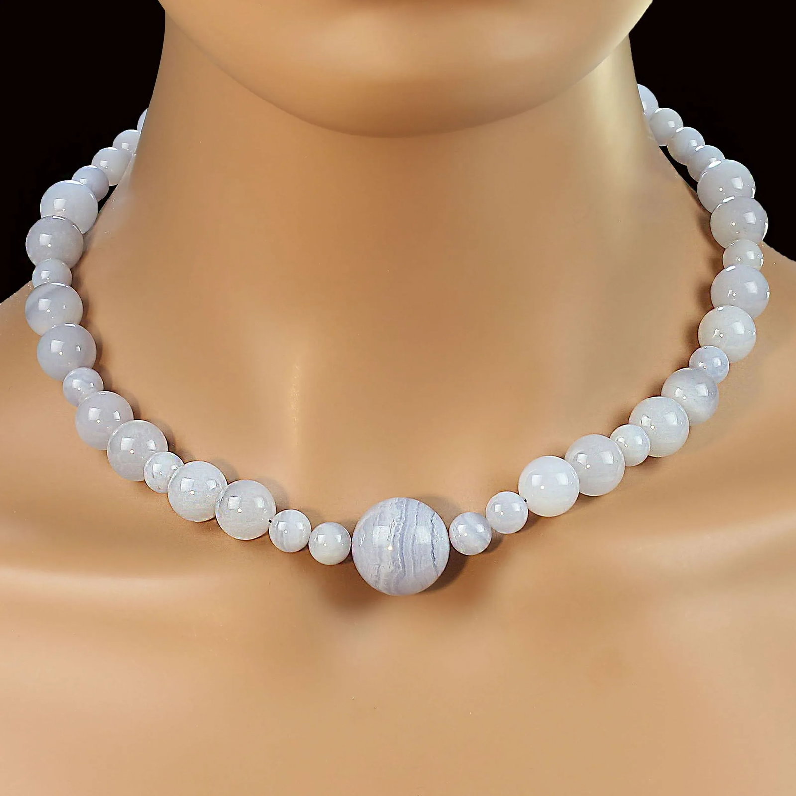 Springtime Necklace of 18-Inch Blue Chalcedony - 8