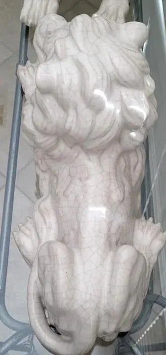 Large Pair of Recumbent Glazed Ceramic Lions - Statement Pieces - 8