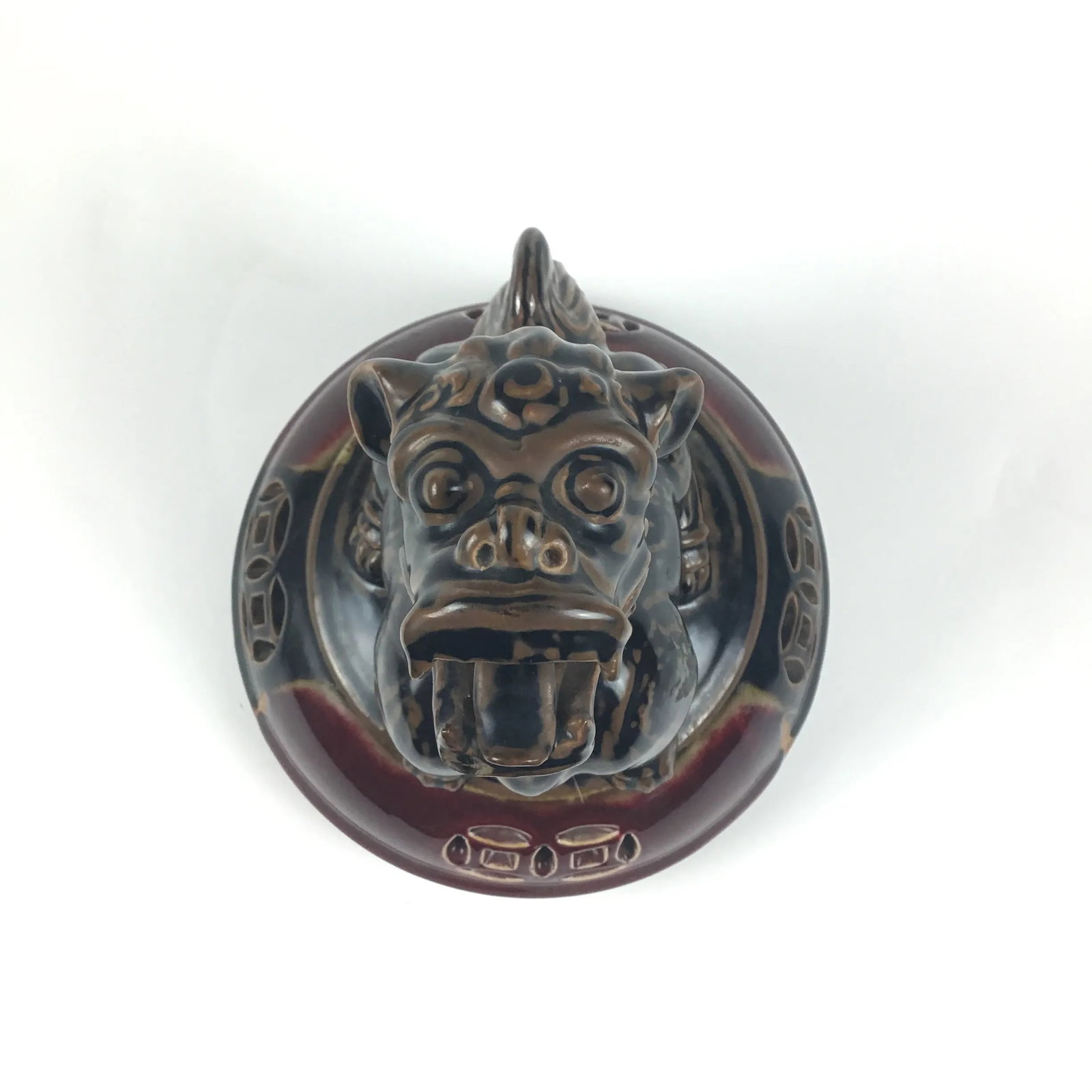 Large Chinese Porcelain Foo Dog Lion Incense Burner - 6