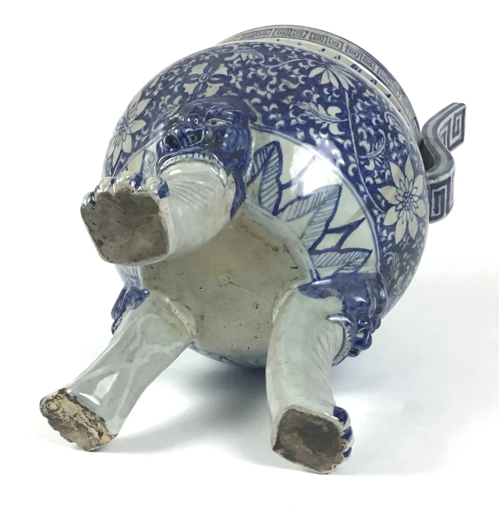 Antique Chinese Blue and White Tripod Incense Burner - 12