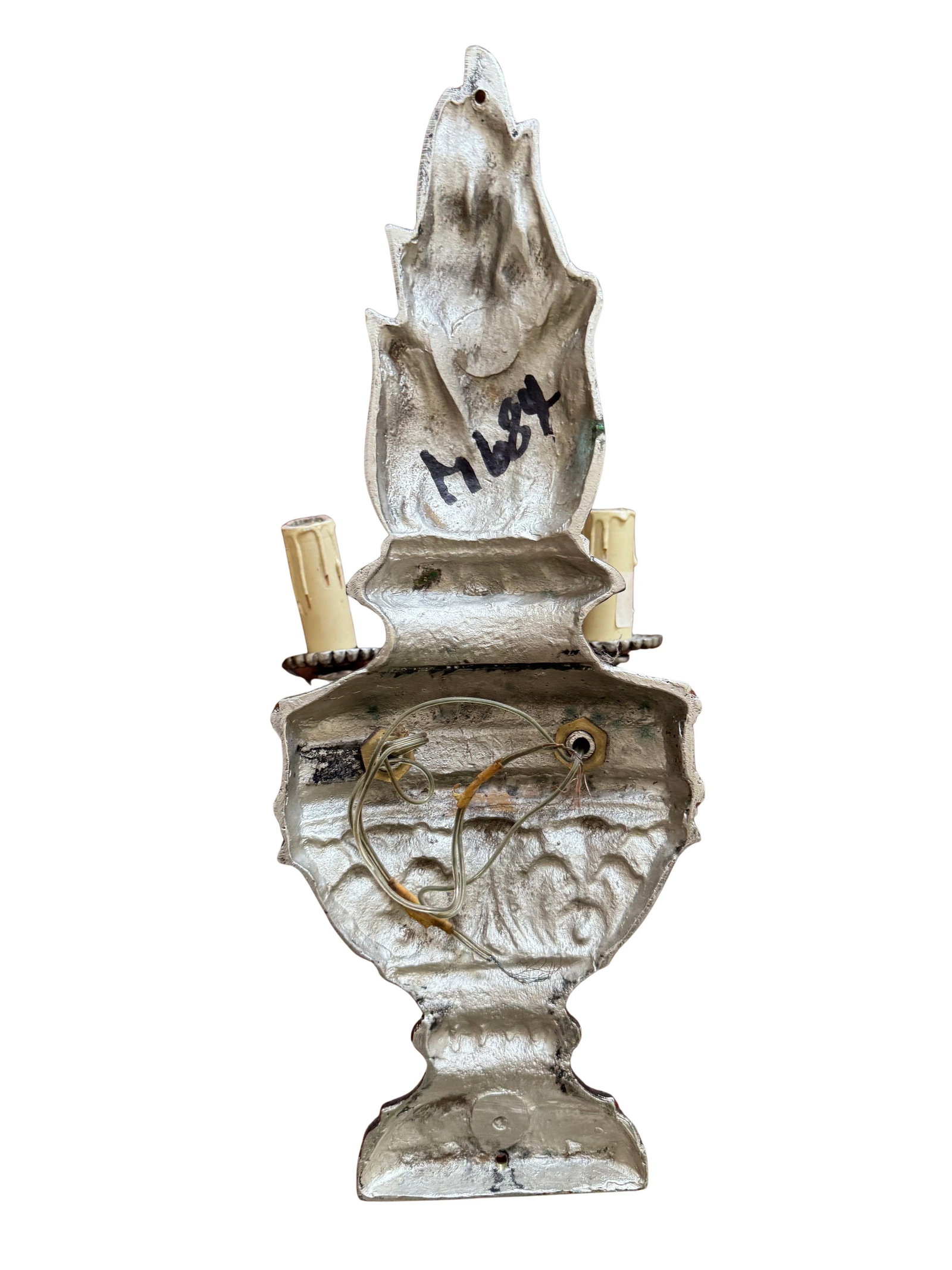 Mid 20th Century Neoclassical Flaming Urn Form Pewter Sconces - Set of Four - 6