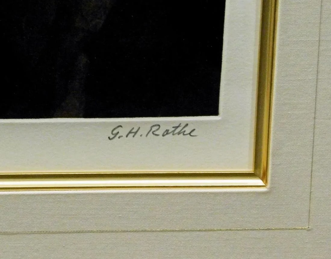 G H Rothe "Manitou" Framed Horse Hand Signed Original Mezzotint Art 20/150 - 4