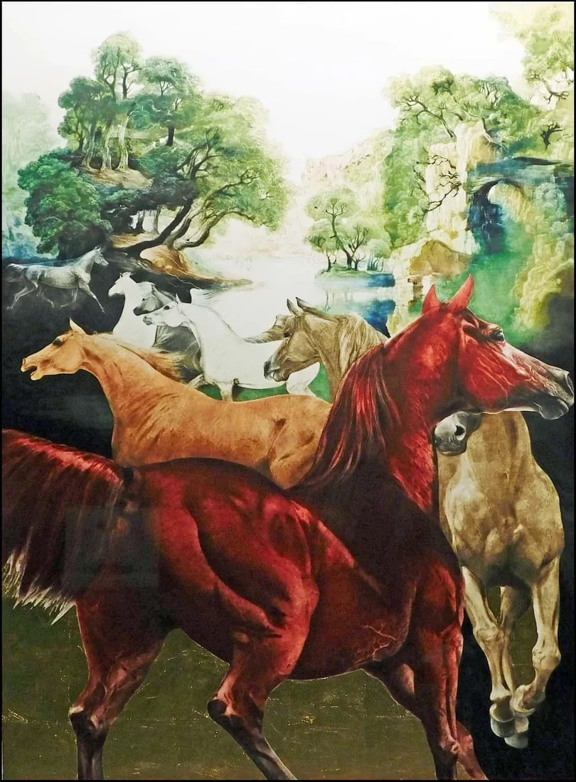 g.h Rothe "Danby's Enchanted Island Revisited" Mezzotint Art Horses - 2